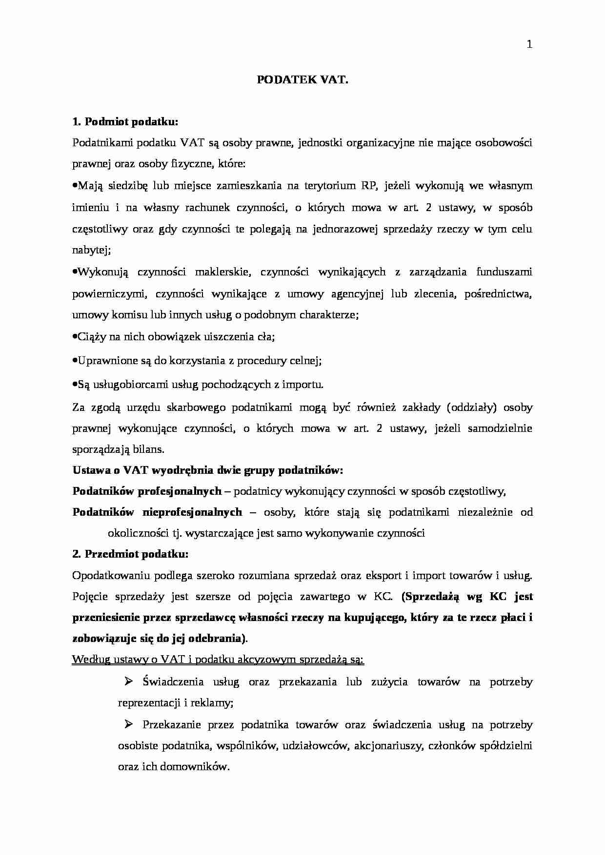 podatek vat - Prawo  - strona 1