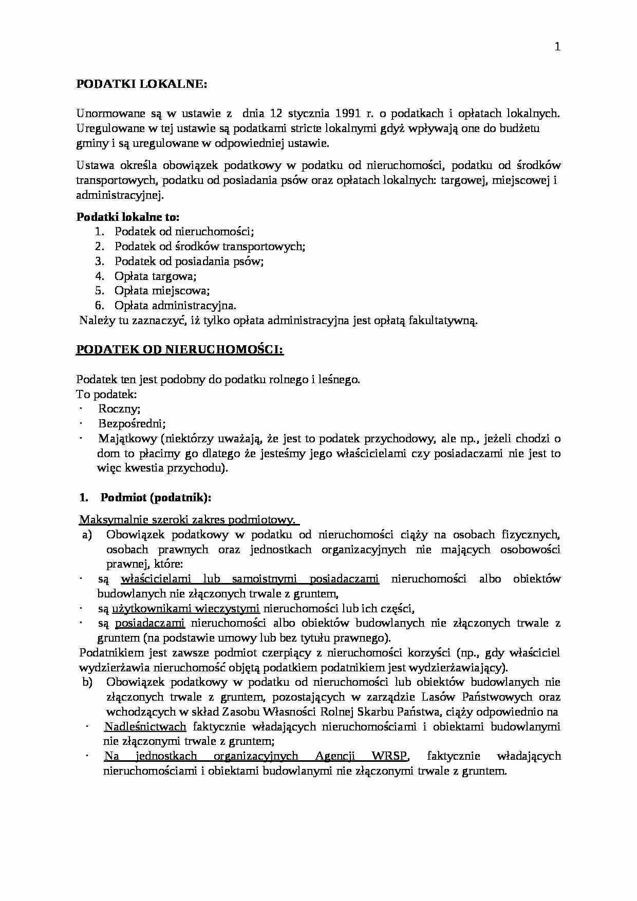 podatki lokalne - Prawo  - strona 1