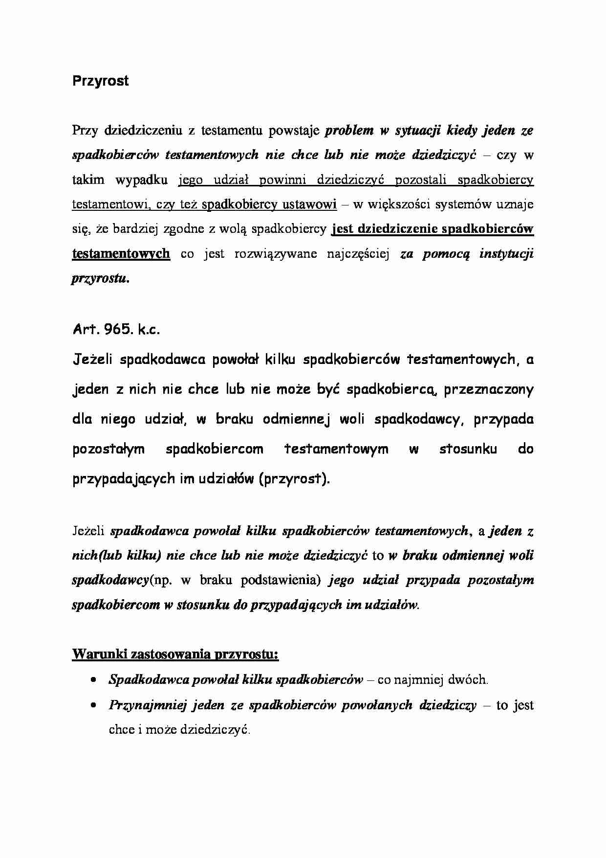Przyrost - warunki zastosowania - strona 1