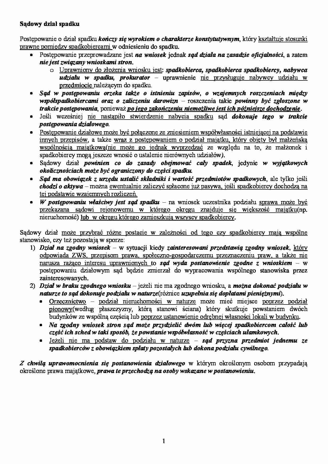 Sądowy dział spadku - strona 1