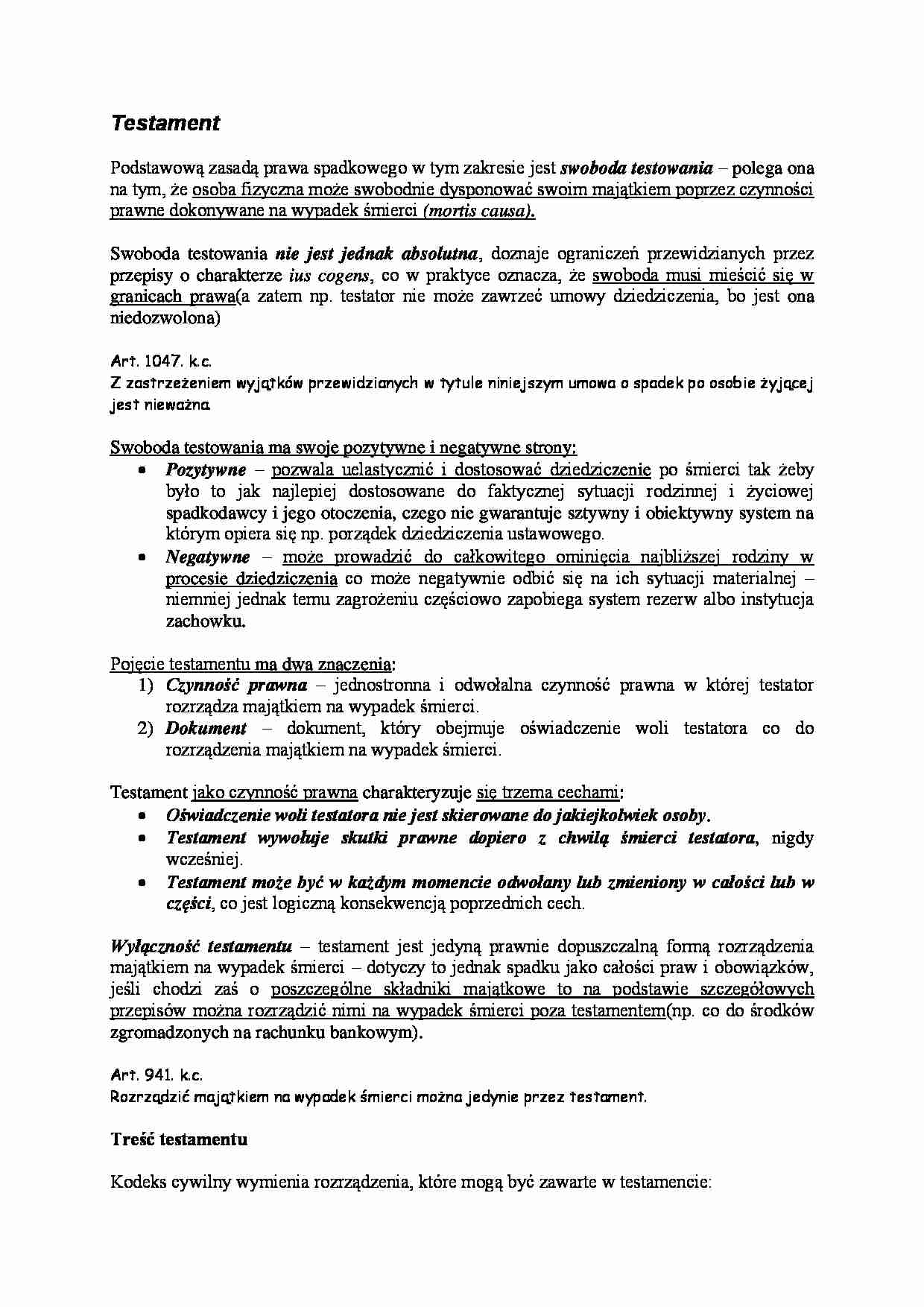 Testament i swoboda testowa - strona 1