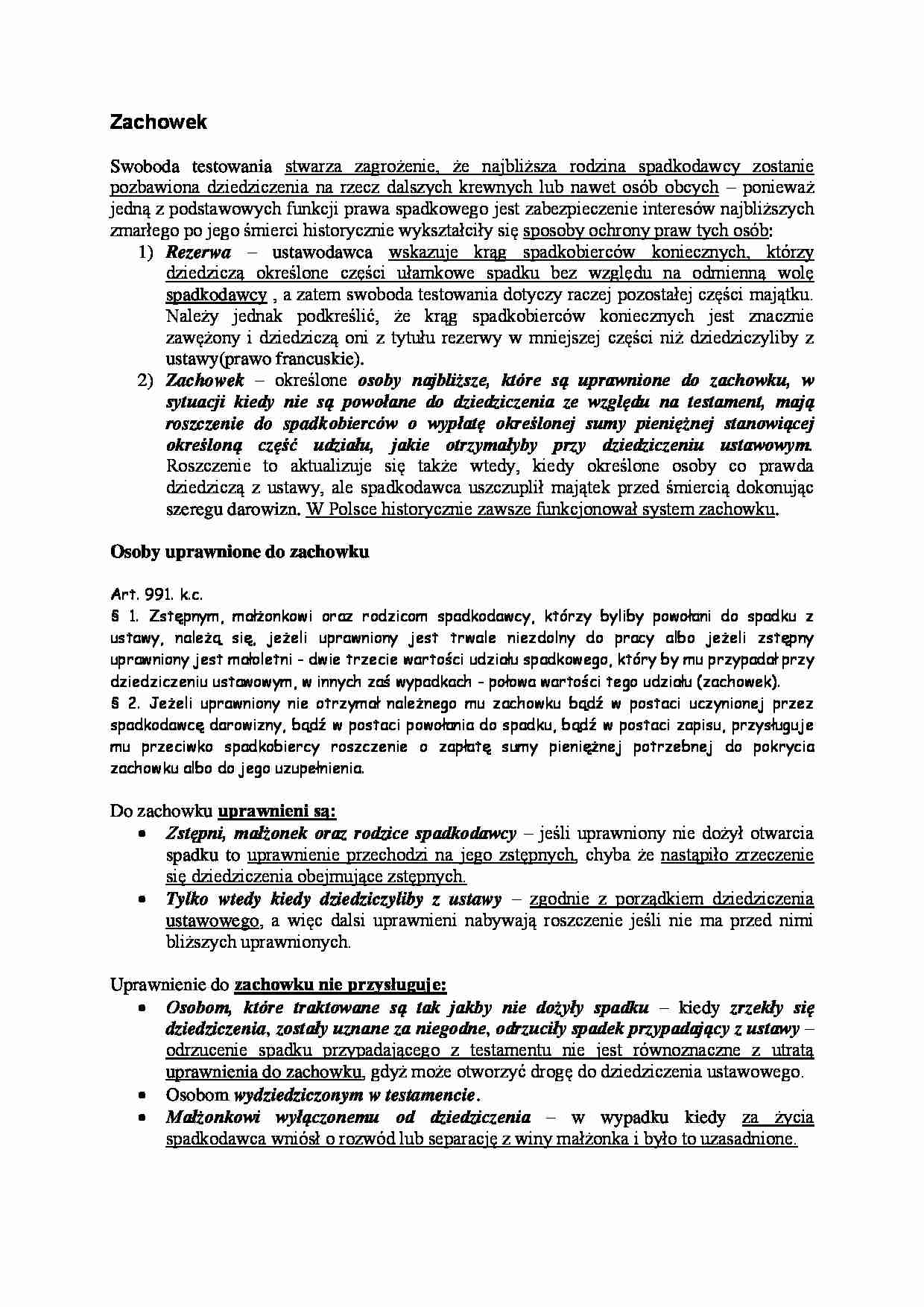 Zachowek - przepisy prawne - strona 1