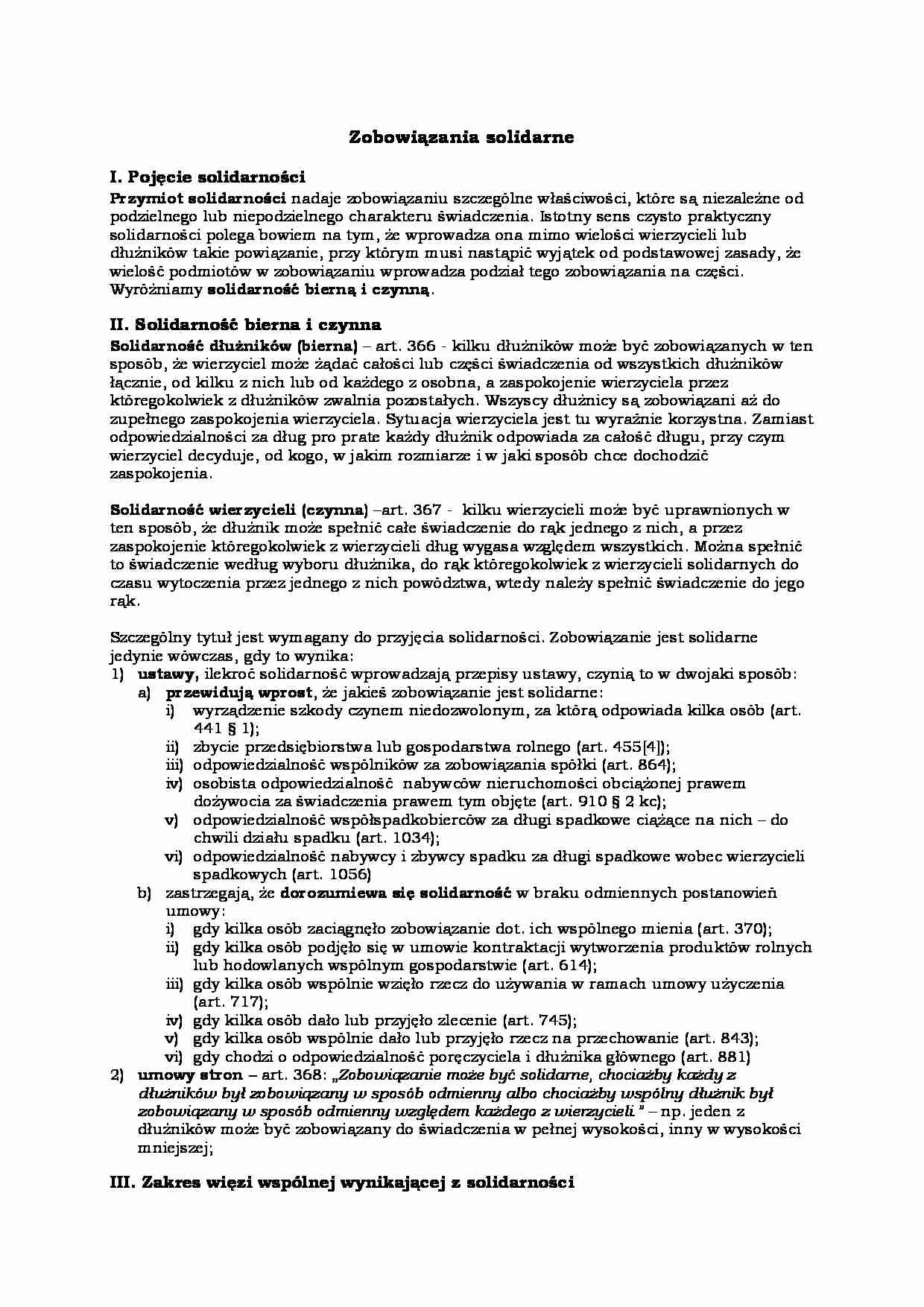Zobowiązania solidarne - definicja - strona 1