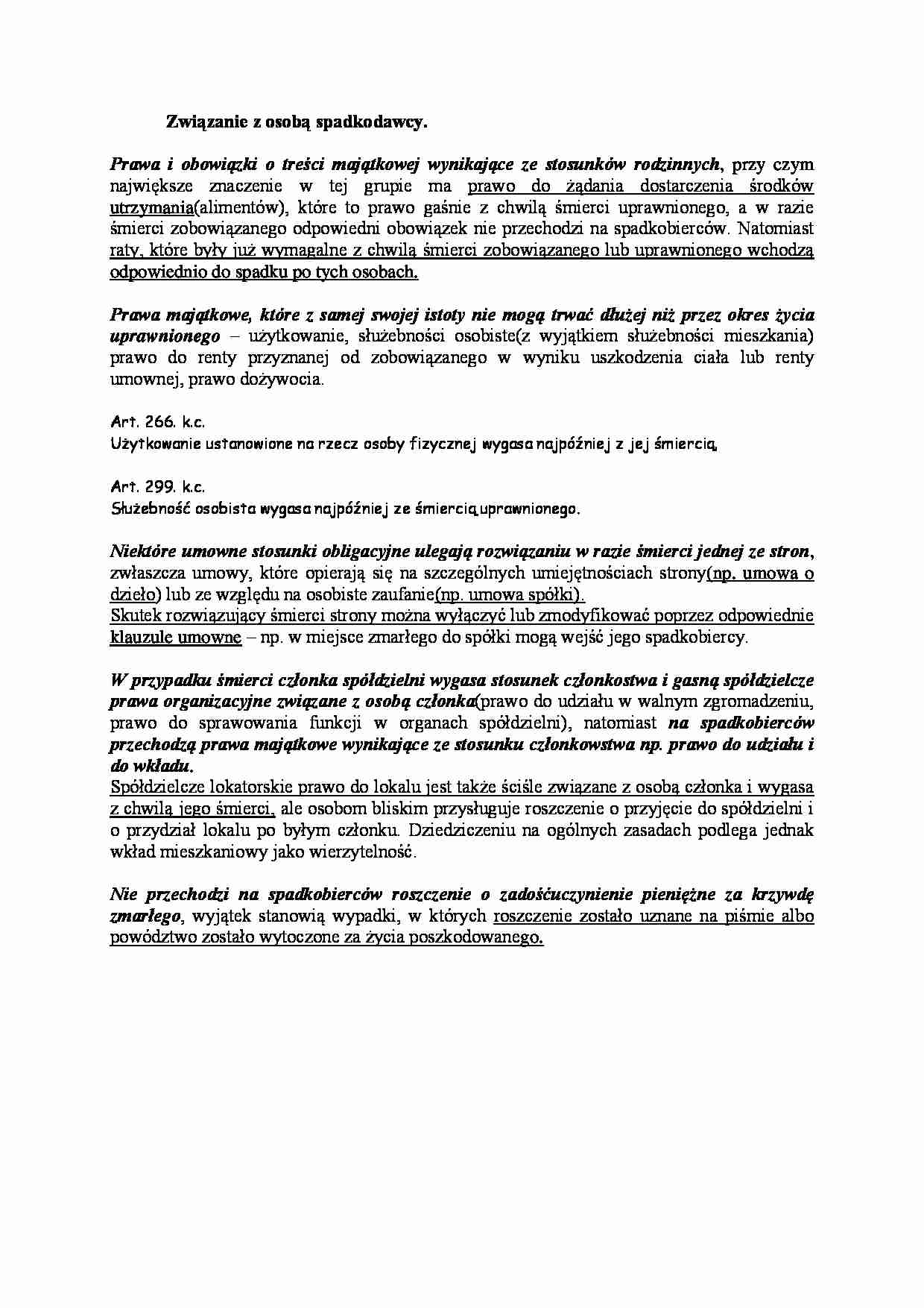 Związanie z osobą spadkodawcy - strona 1