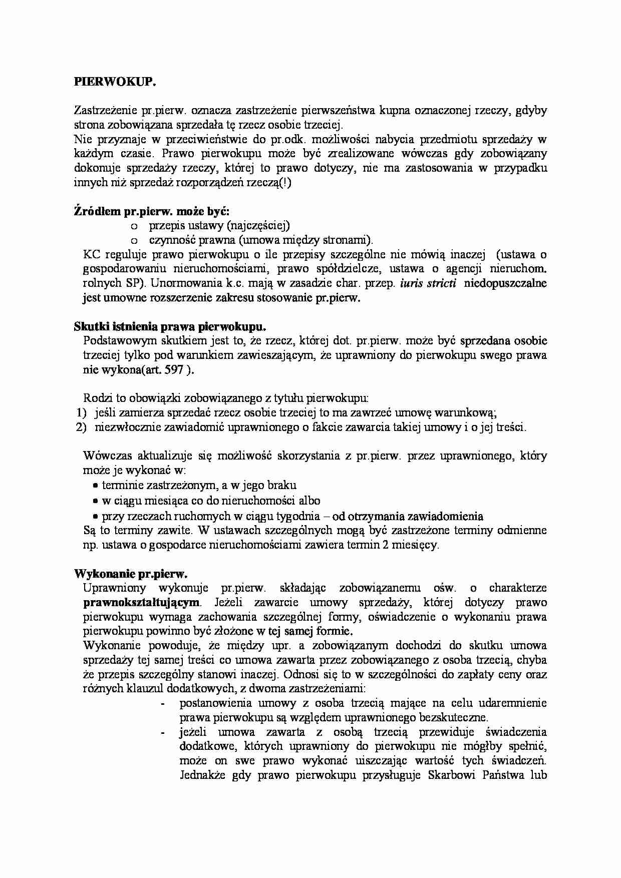 Pierwokup i jego źródła - strona 1