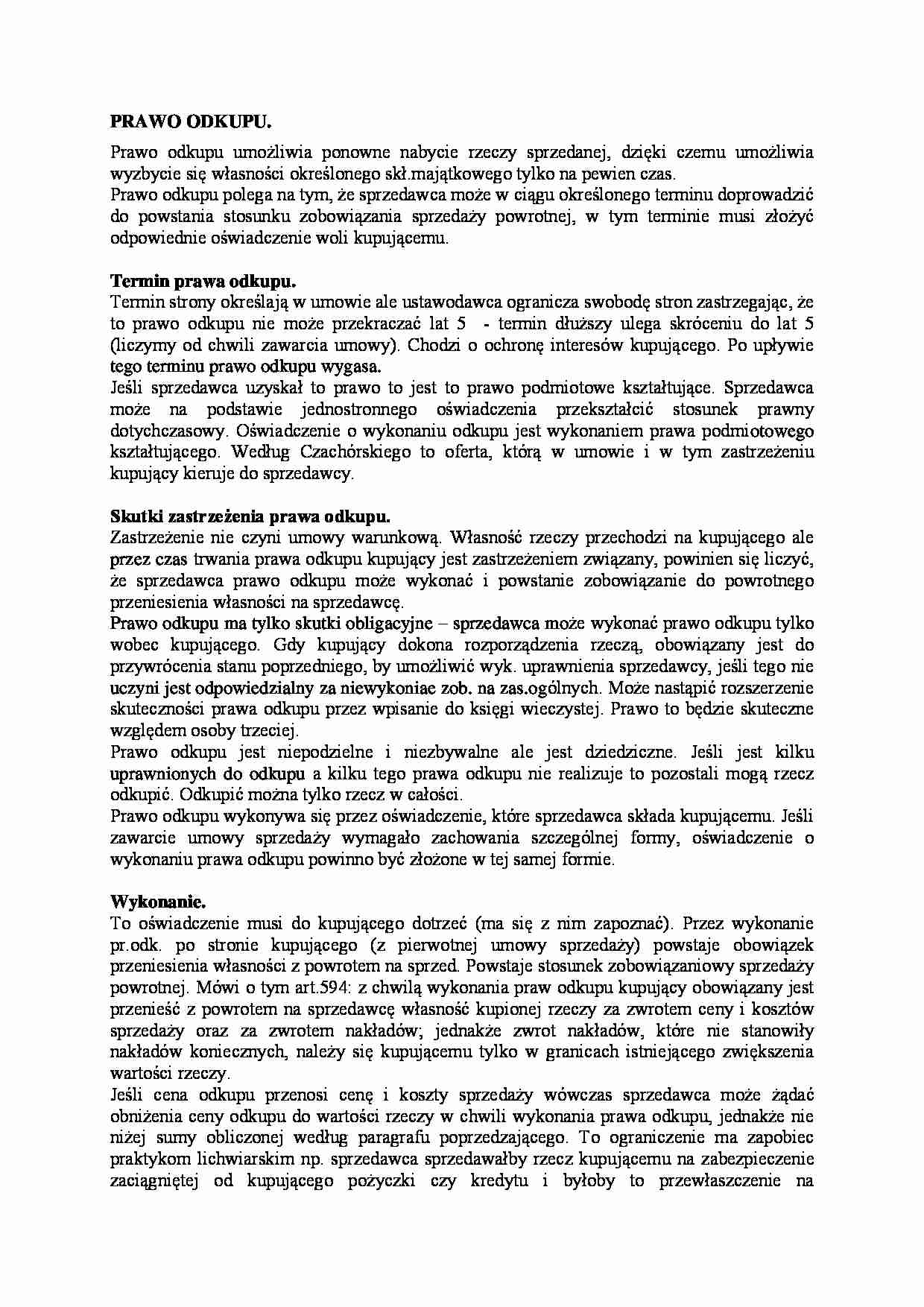 Termin prawa odkupu - strona 1
