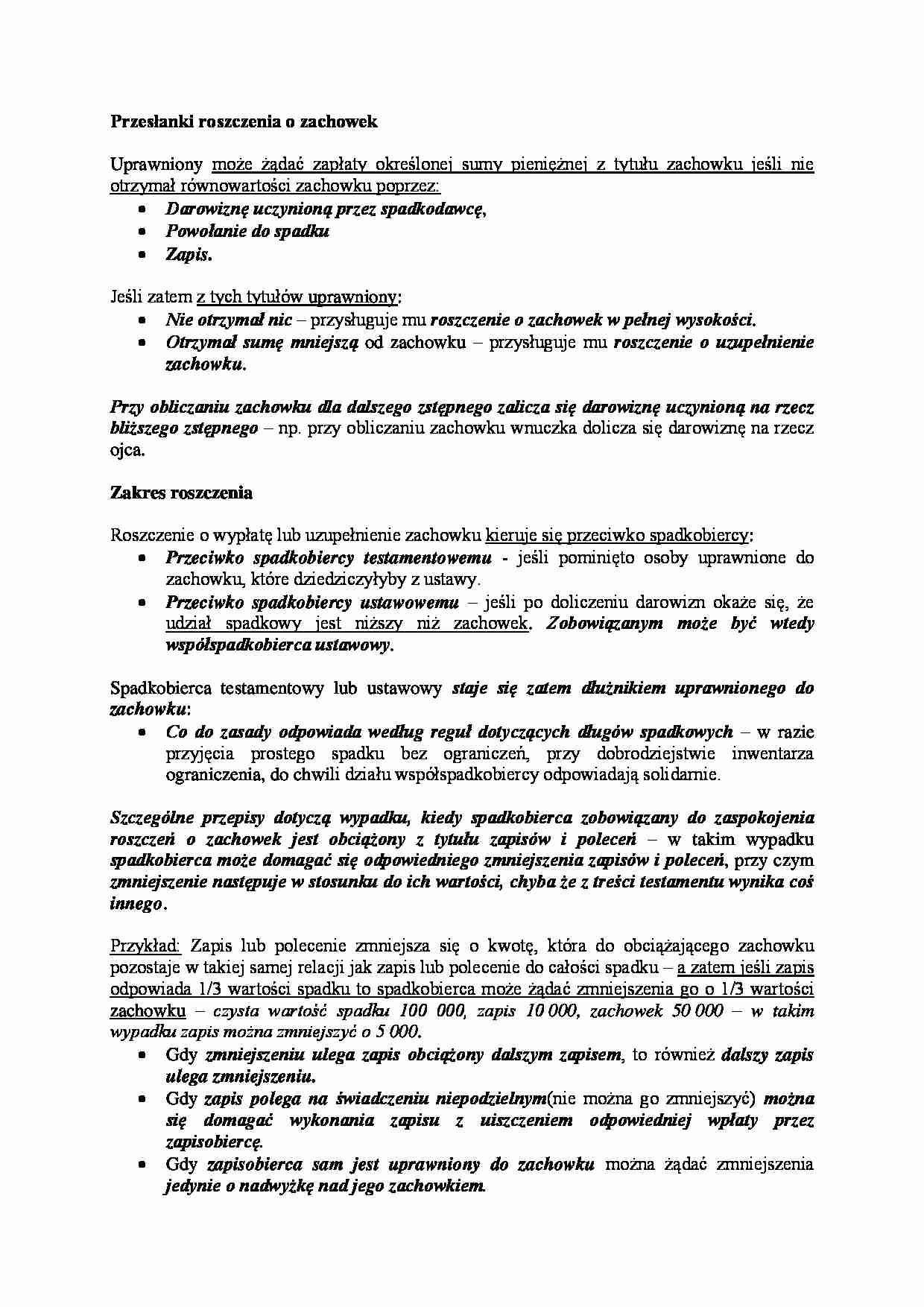 Roszczenia o zachowek - strona 1