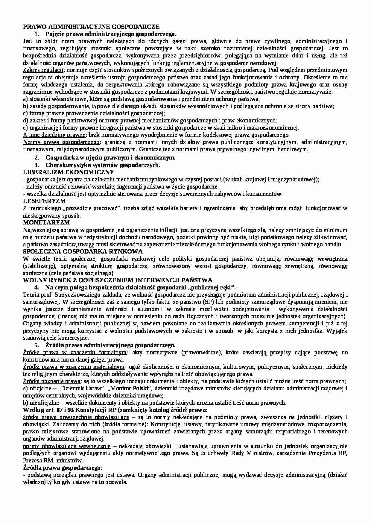 prawo administracyjne gospodarcze - Prawo  - strona 1
