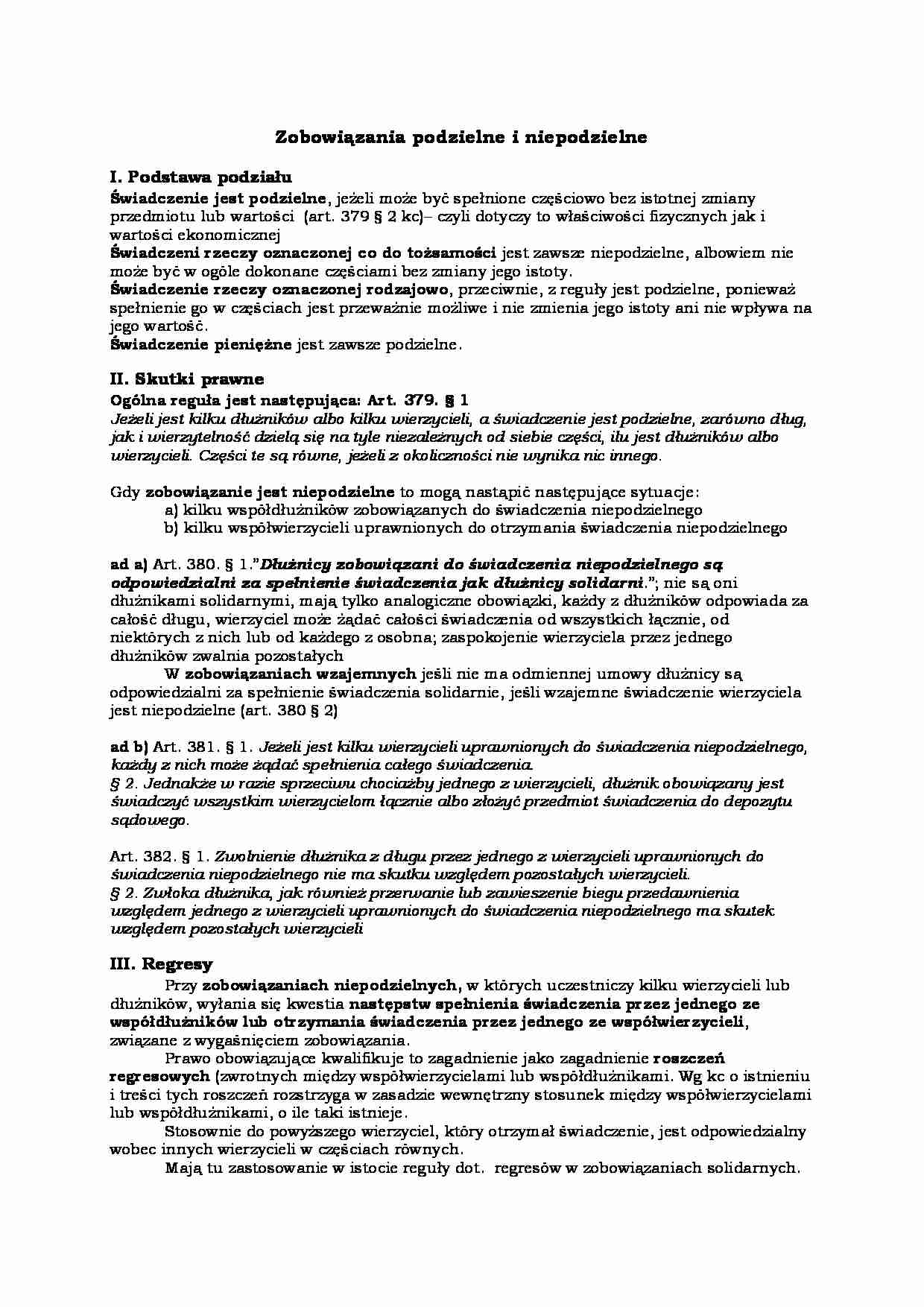 Zobowiązania podzielne i niepodzielne - strona 1