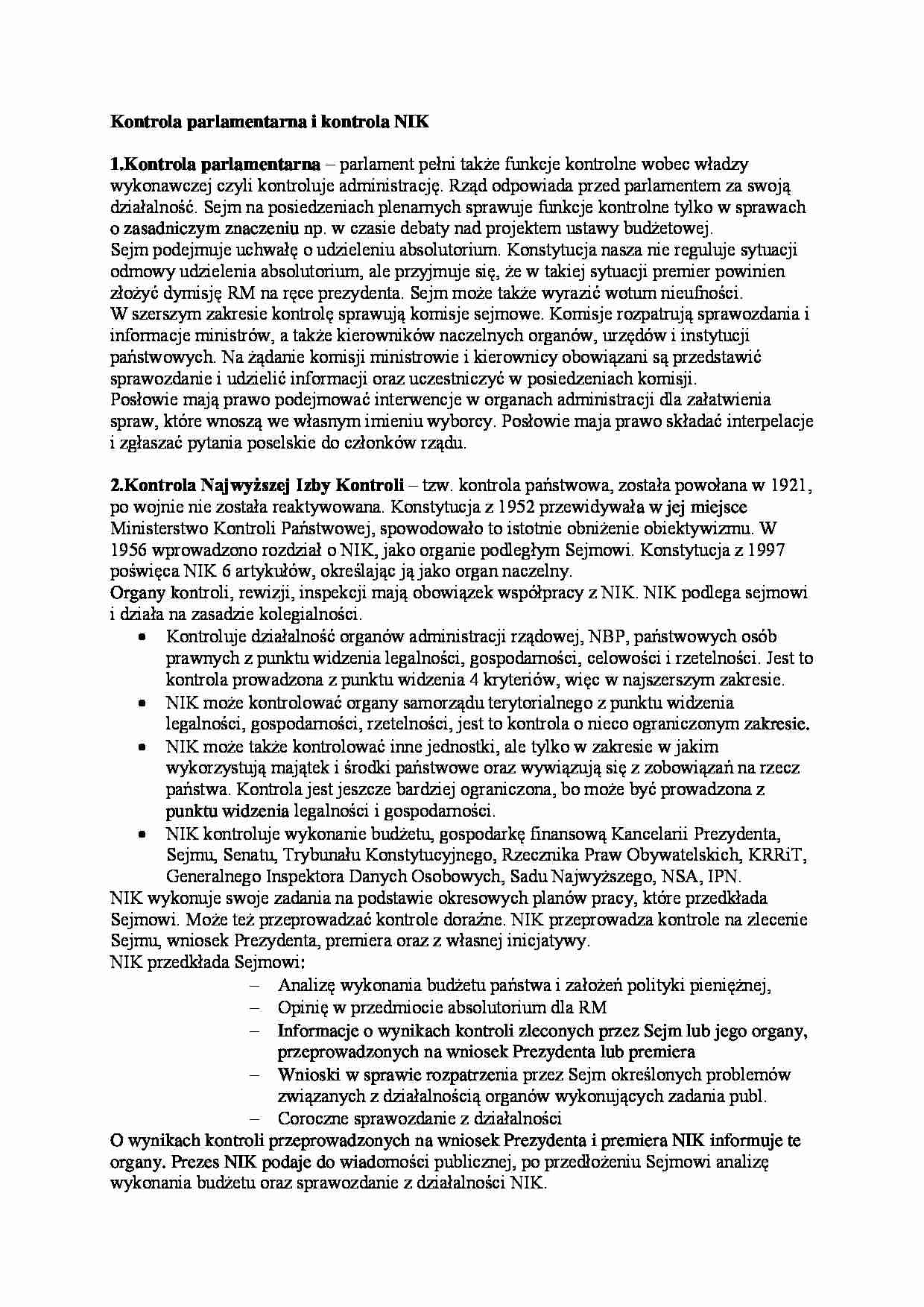 Kontrola parlamentarna i kontrola NIK - strona 1