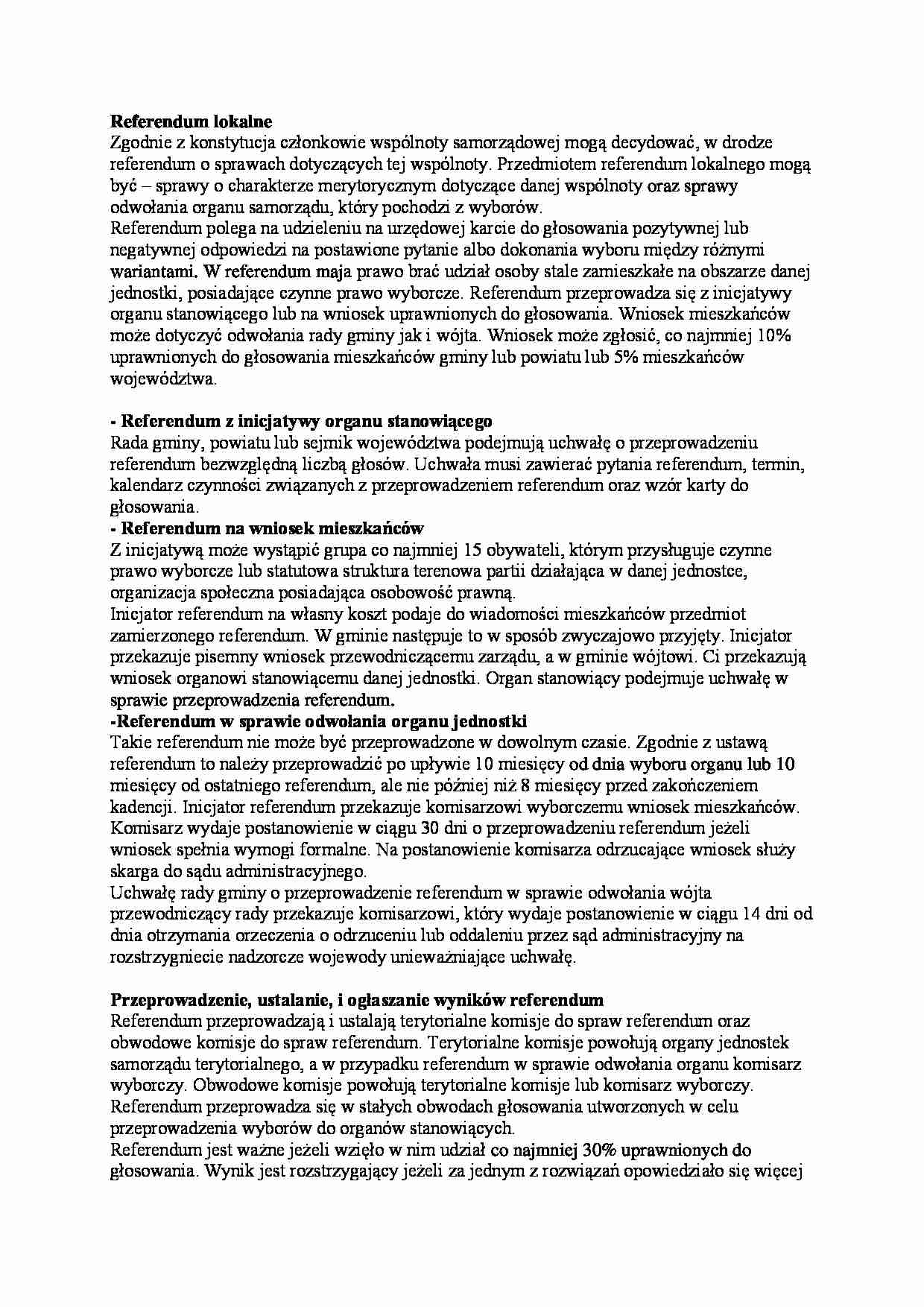 Referendum lokalne - rodzaje - strona 1