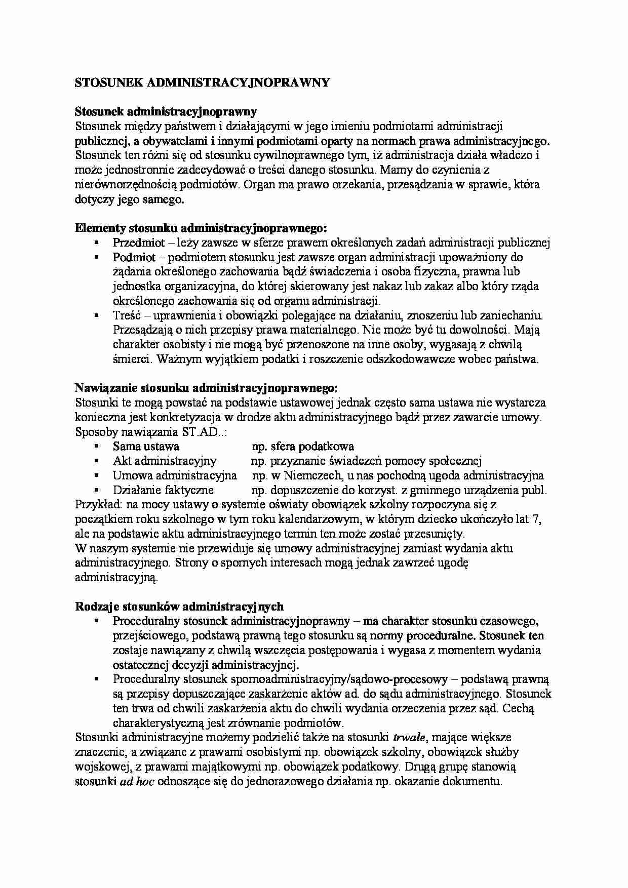 Stosunek administracyjno-prawny - elementy - strona 1