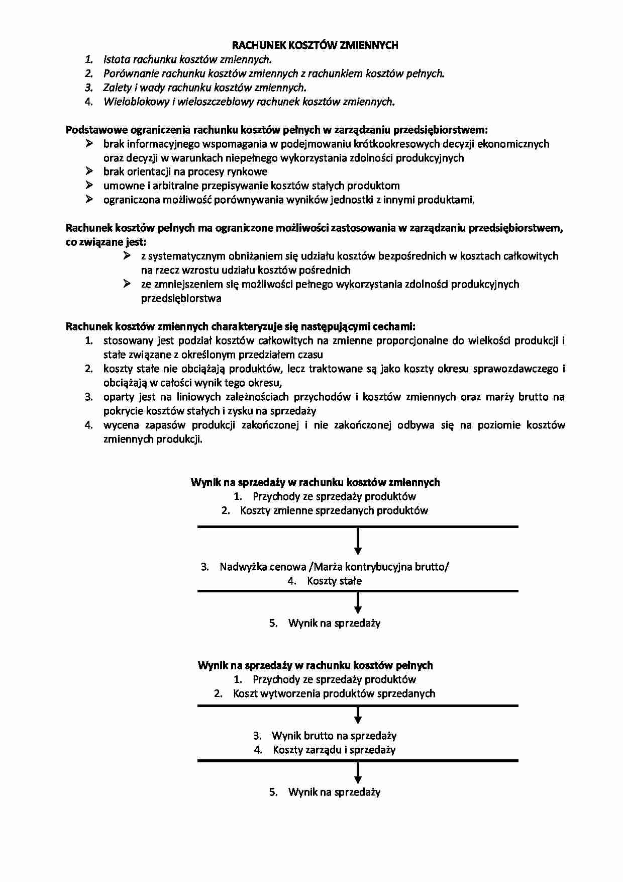 Rachunek kosztów zmiennych - strona 1
