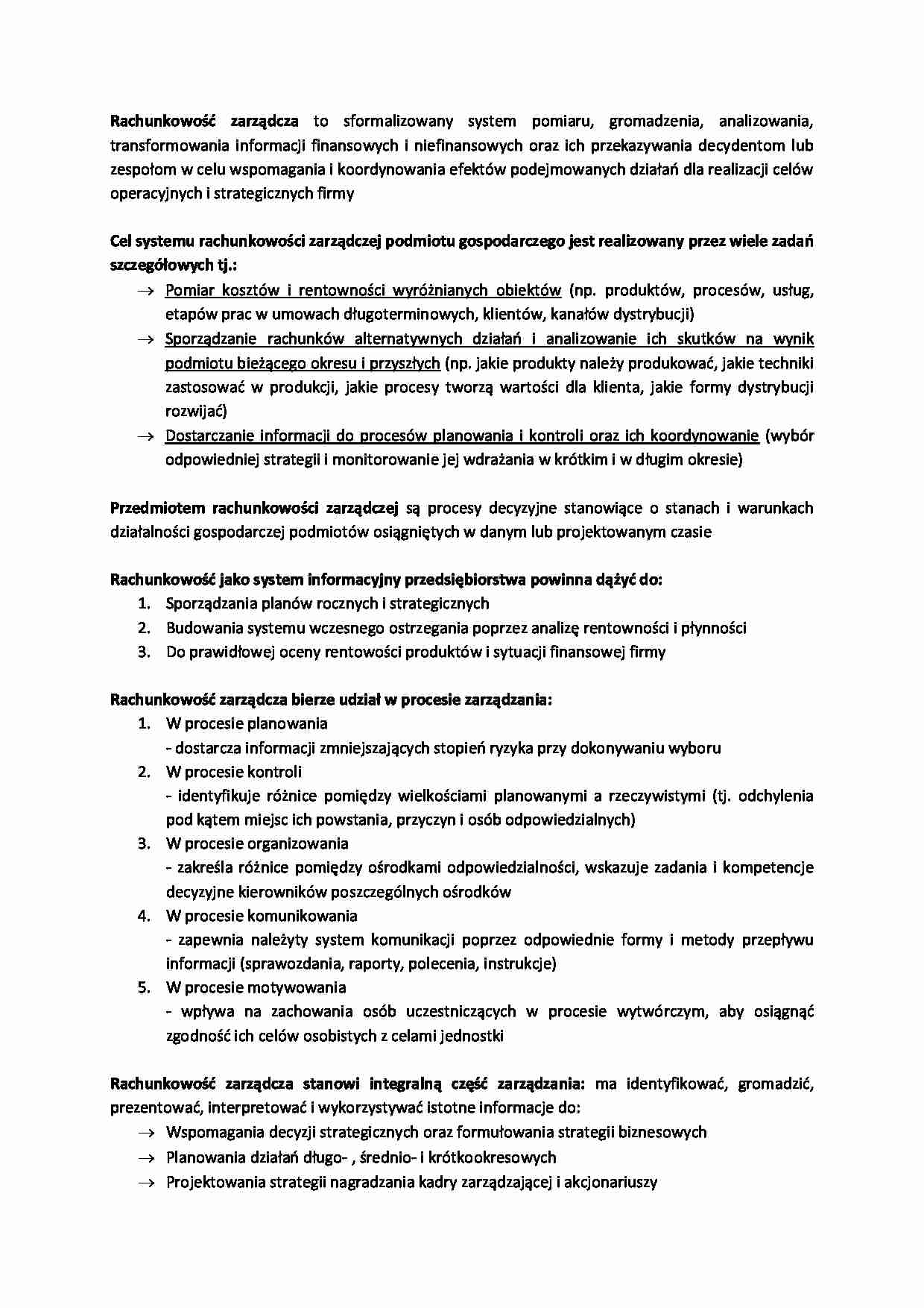 Rachunkowość zarządcza - pojęcie - strona 1