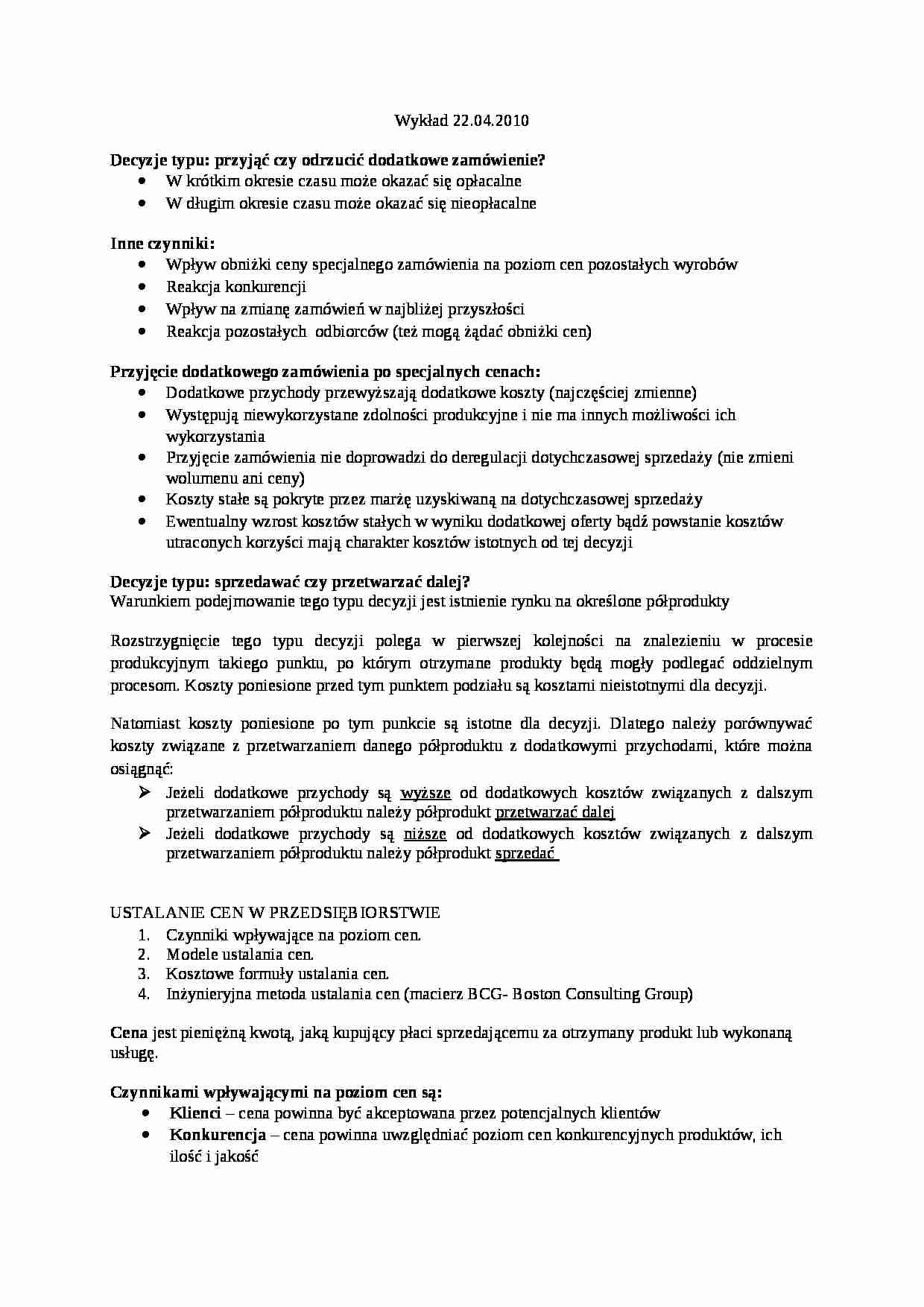Ustalanie cen w przedsiębiorstwie - strona 1
