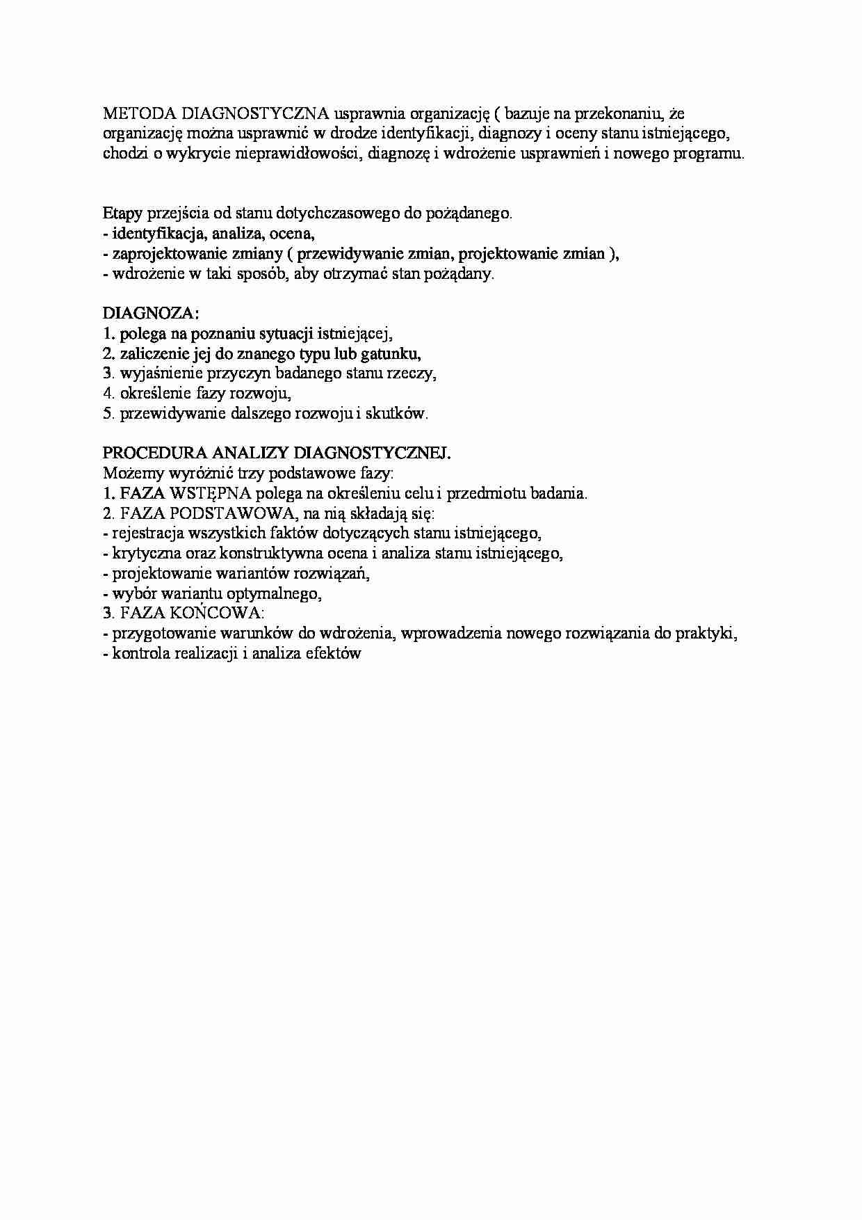 Metoda diagnostyczna organizacji - strona 1