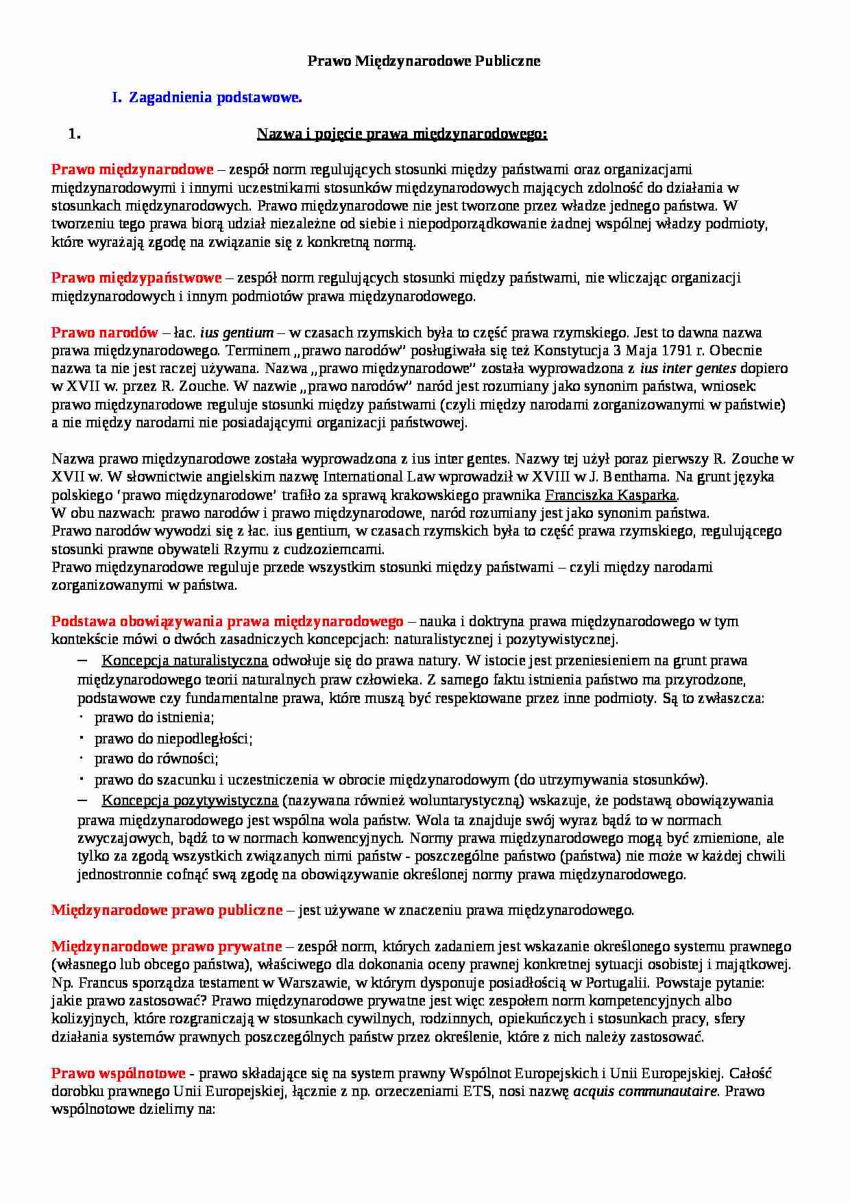 prawo miedzynarodowe publiczne notatki obszerne - Prawo  - strona 1