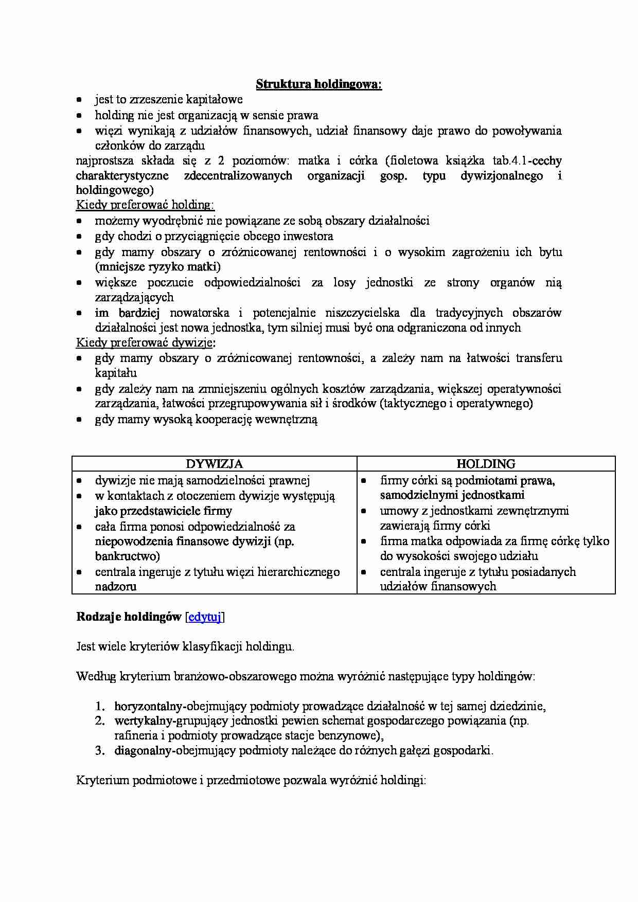 Struktura holdingowa - preferencje - strona 1