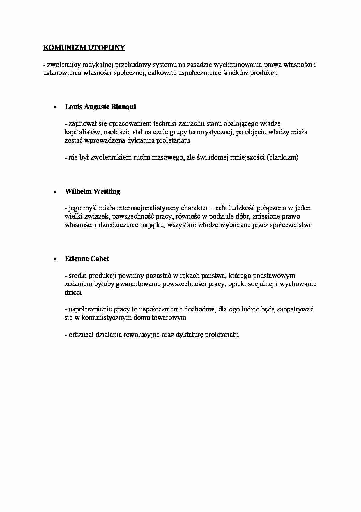 Komunizm utopijny - przedstawiciele - strona 1
