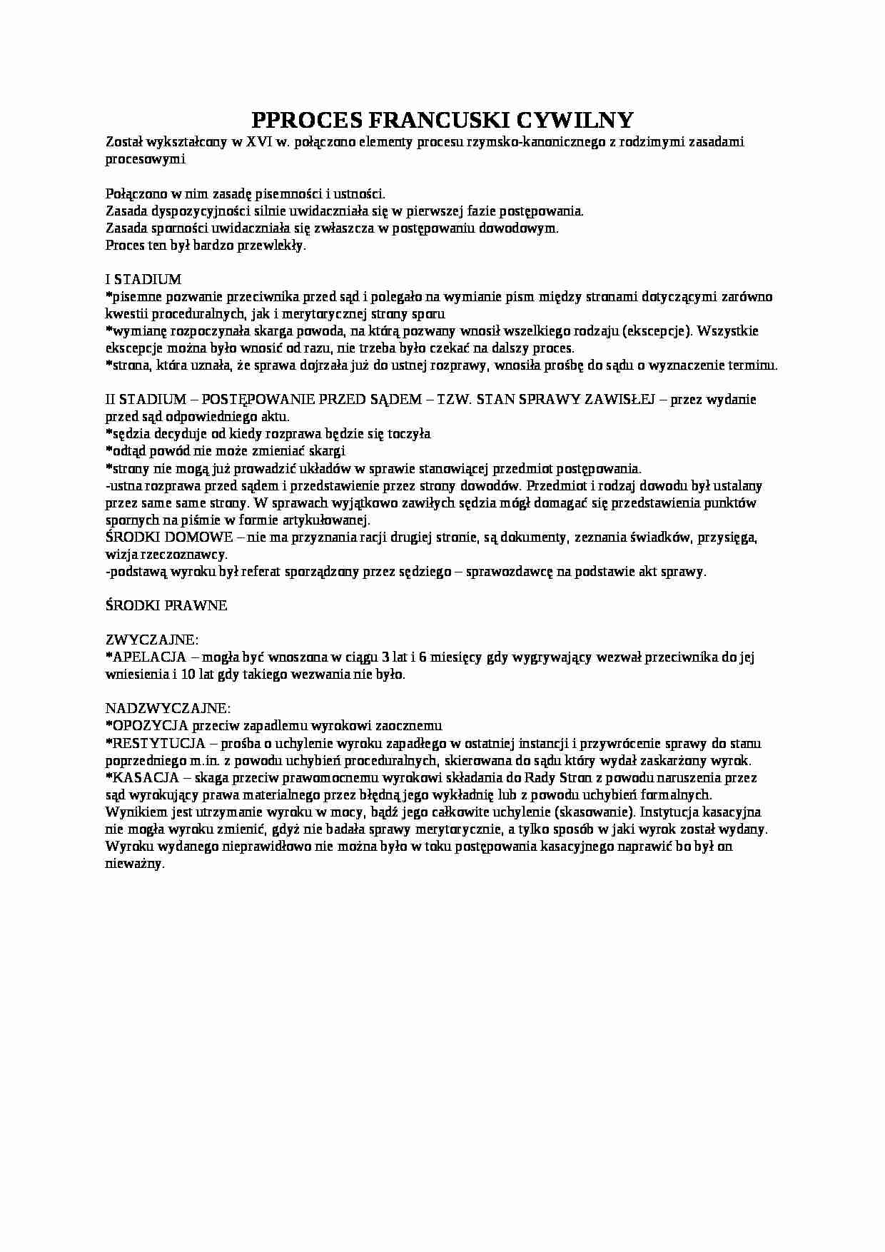 proces francuski cywilny - Prawo  - strona 1
