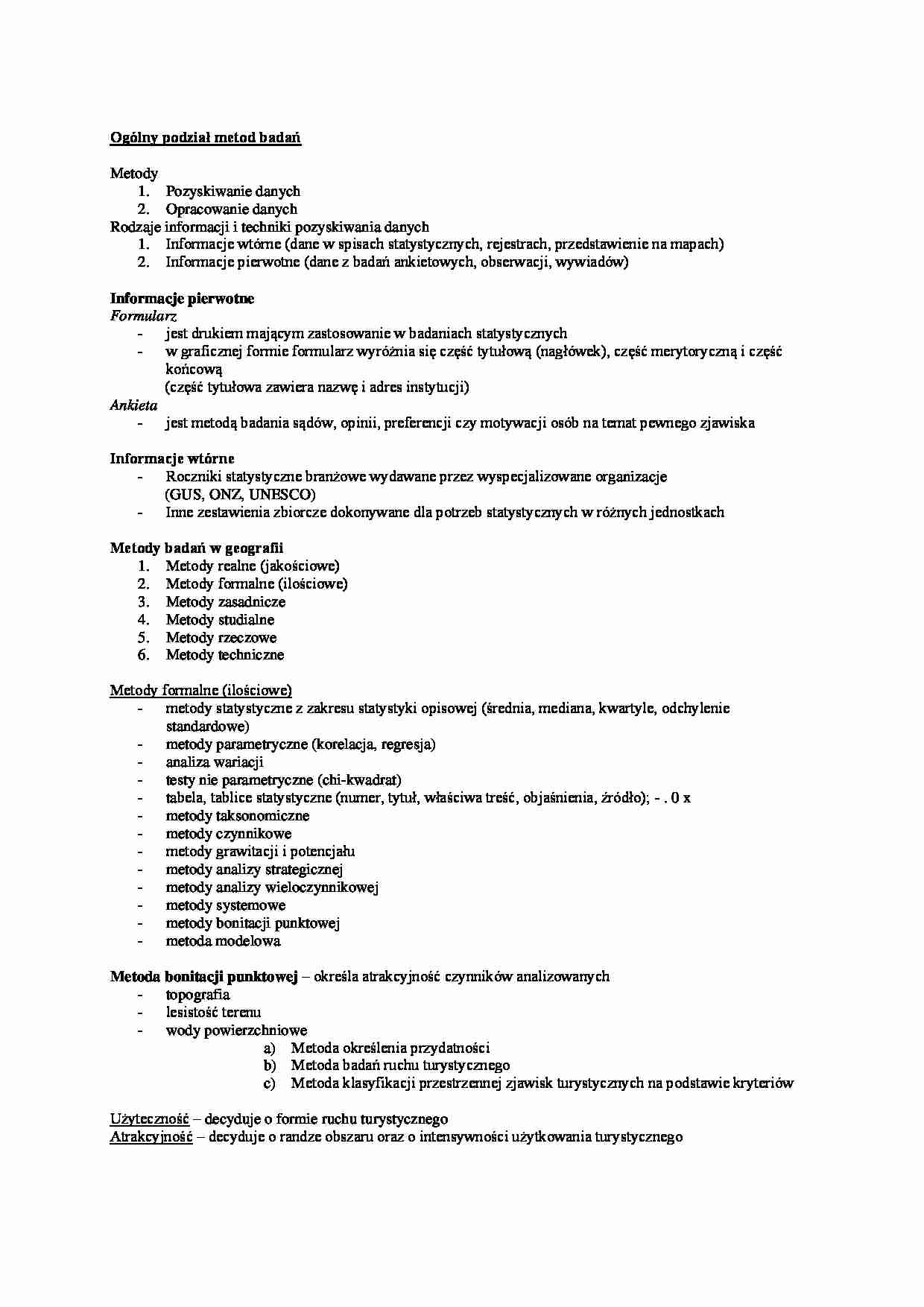 Ogólny podział metod badań - strona 1