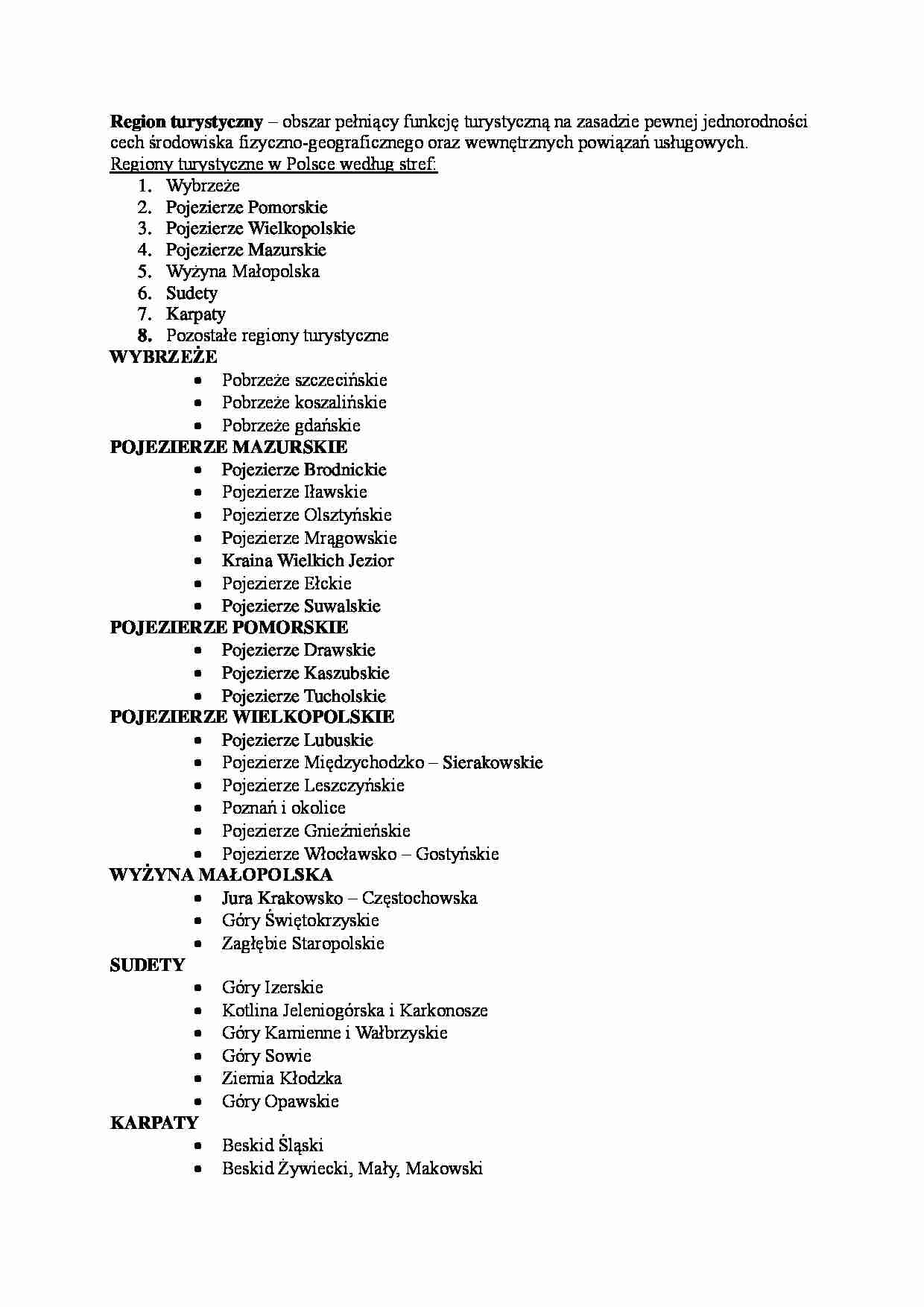 Regiony turystyczne w Polsce - strona 1