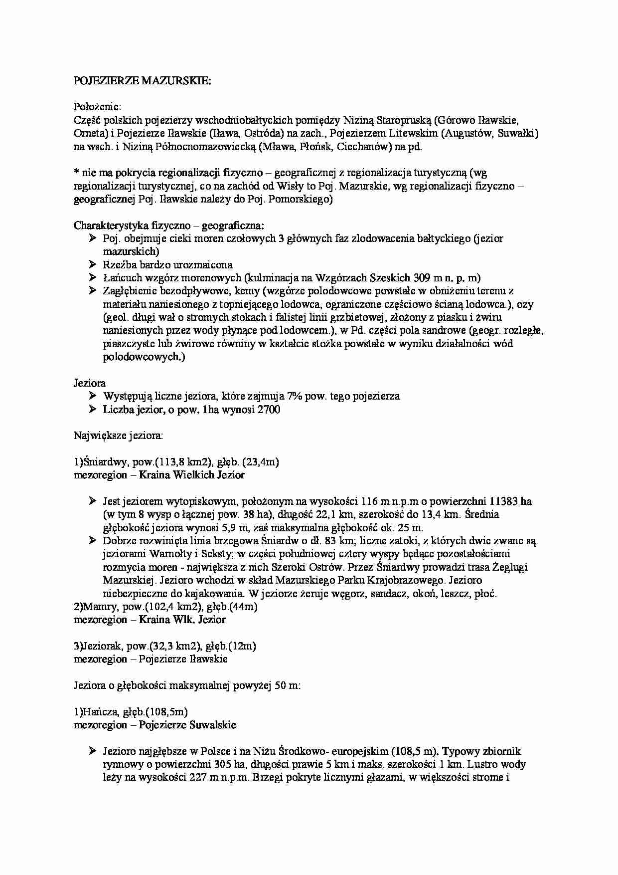 Pojezierze Mazurskie - charakterystyka - strona 1