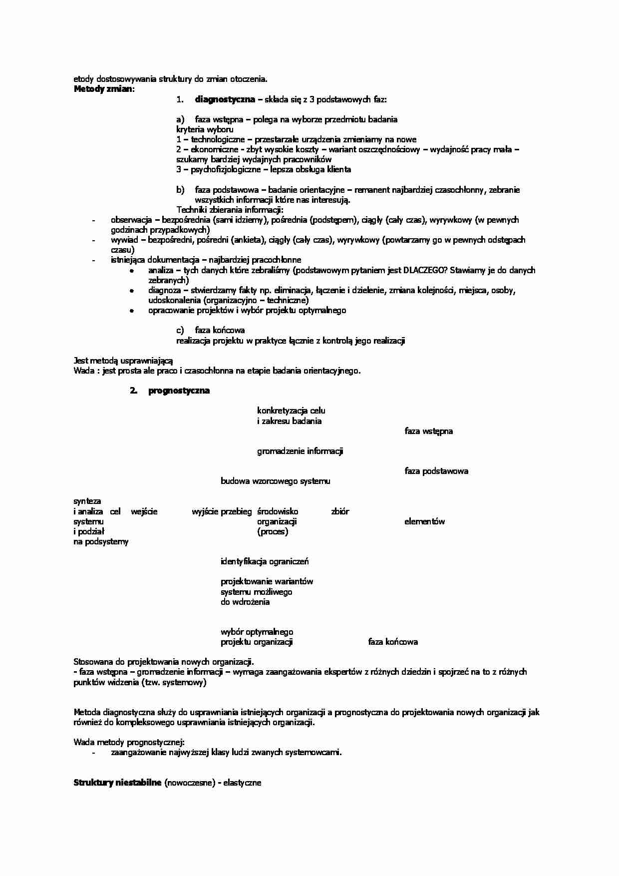 Metody dostosowywania struktury do zmian otoczenia - strona 1