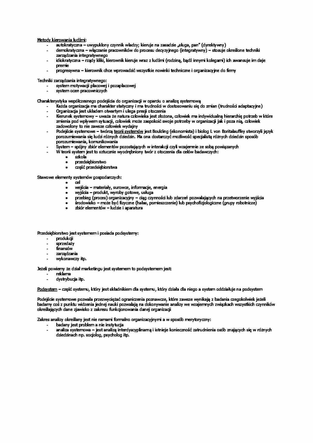 Metody kierowania ludźmi - strona 1