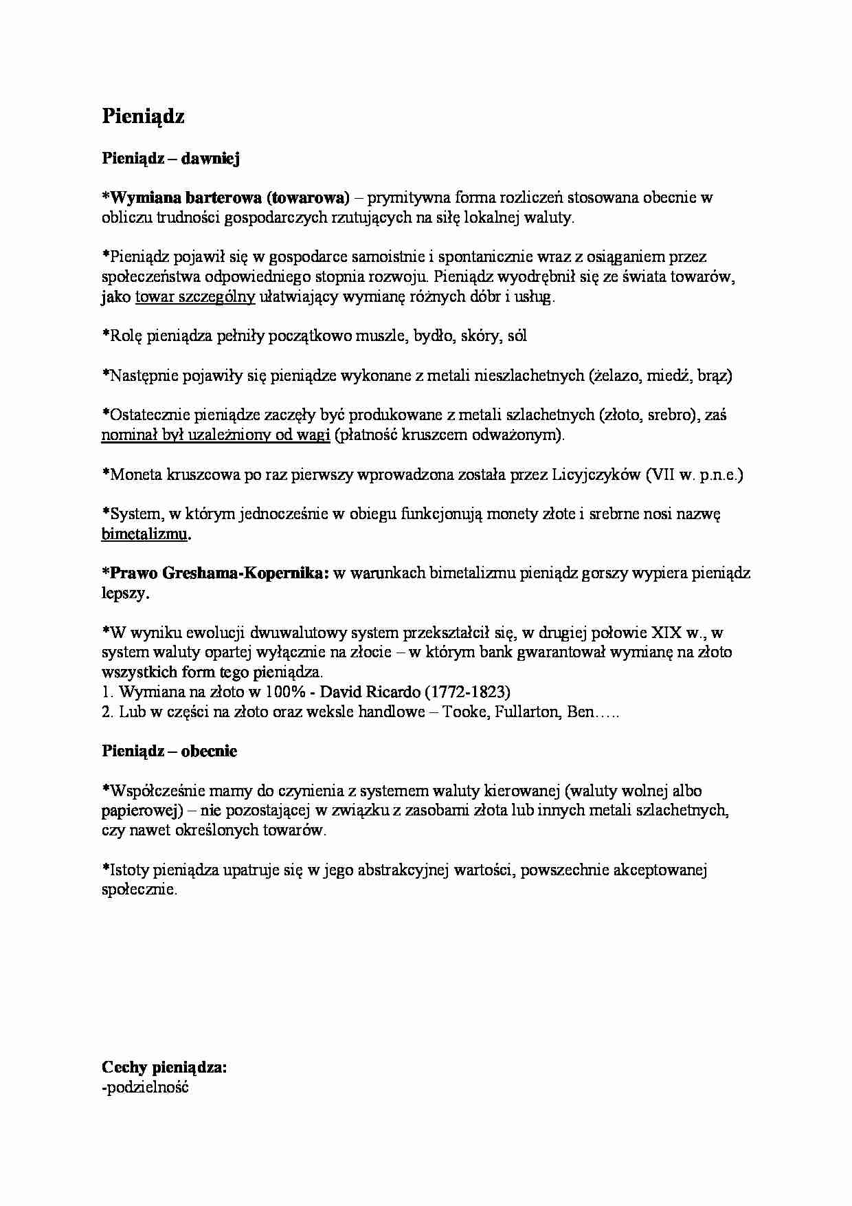 Pieniądz i wymiana barterowa - strona 1