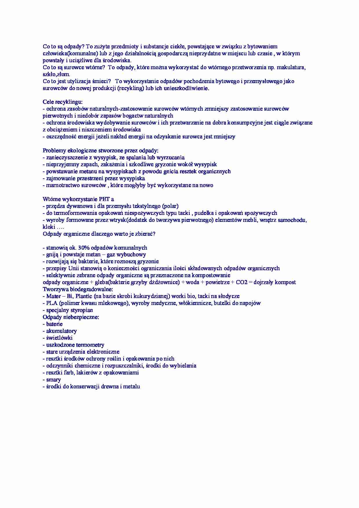 Odpady - definicja i rodzaje odpadów - strona 1