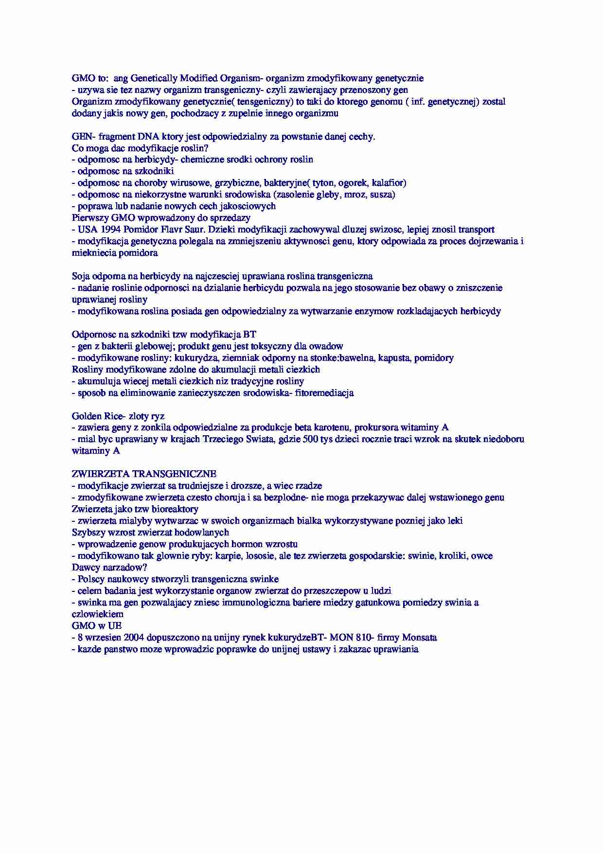 Organizmy zmodyfikowane genetycznie - strona 1