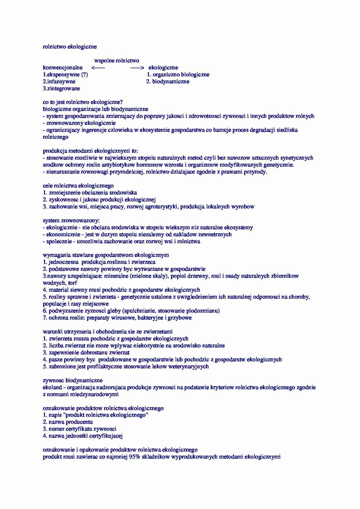 Rolnictwo ekologiczne - charakterystyka - strona 1