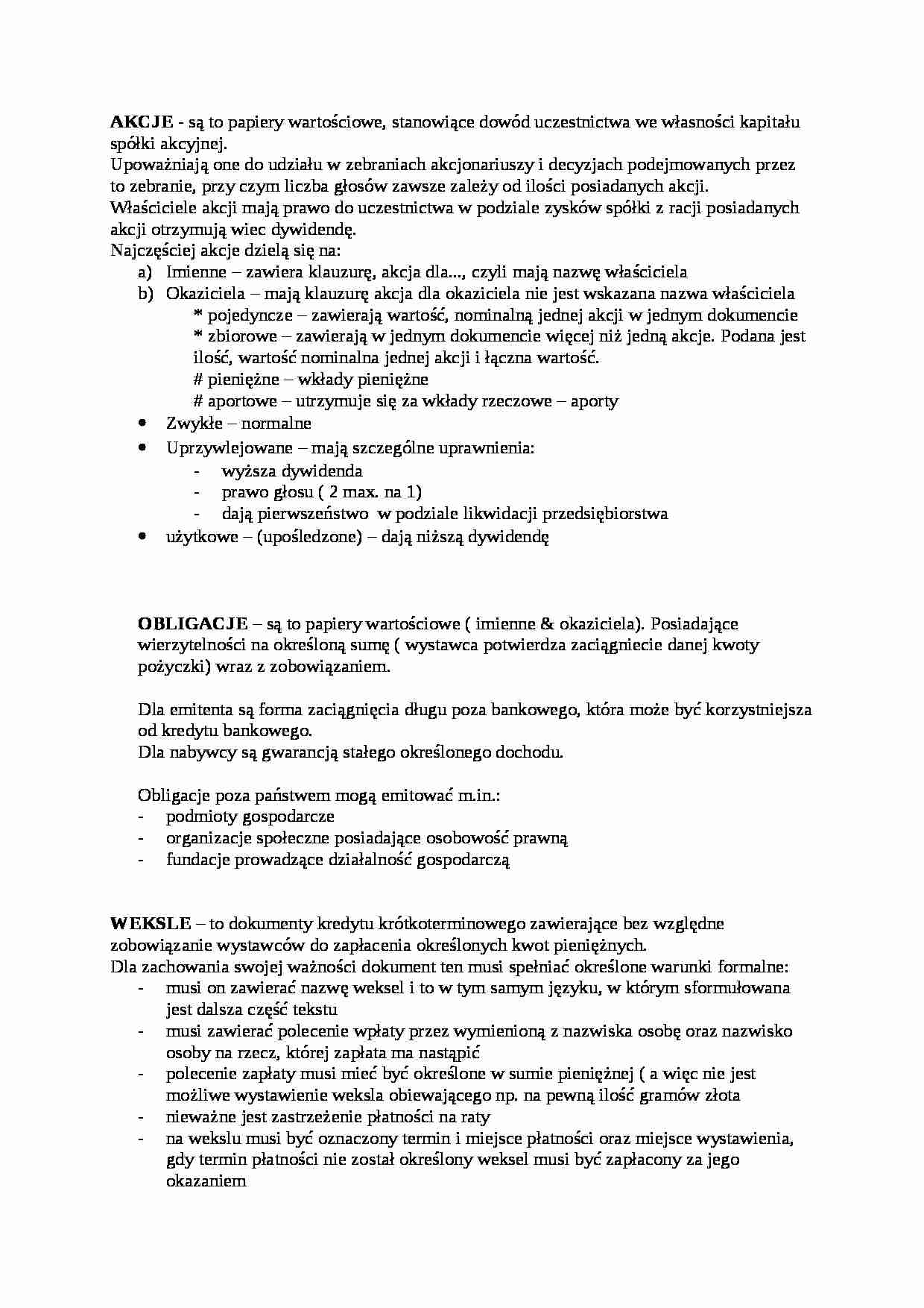 Akcje i czek - strona 1
