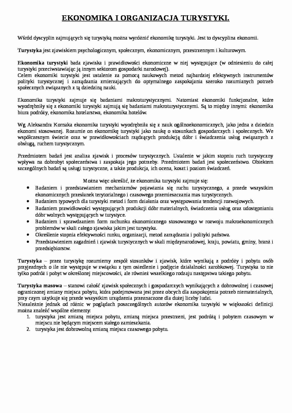 Pojęcie turystyki i ekonomiki - strona 1