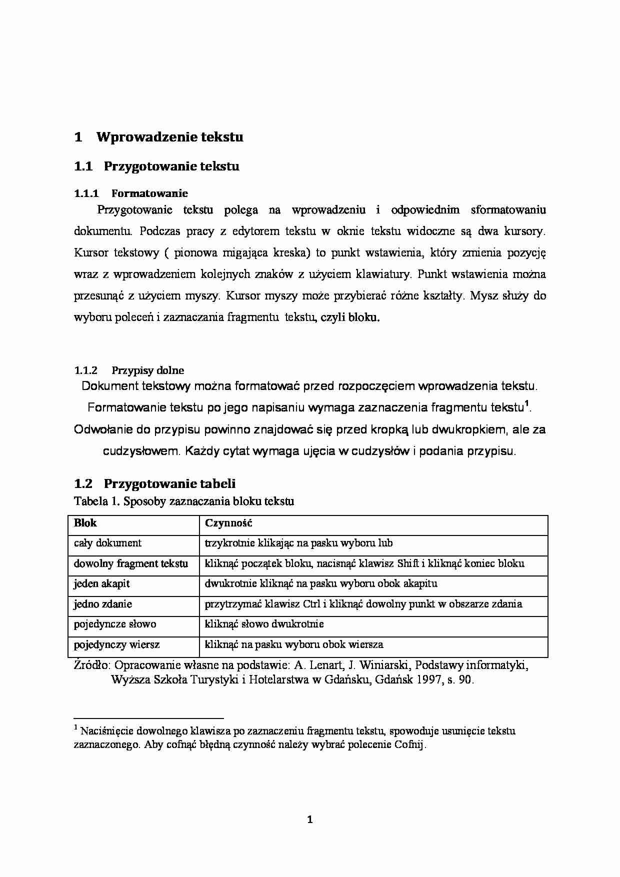 Praca z tekstem, edytorem - strona 1