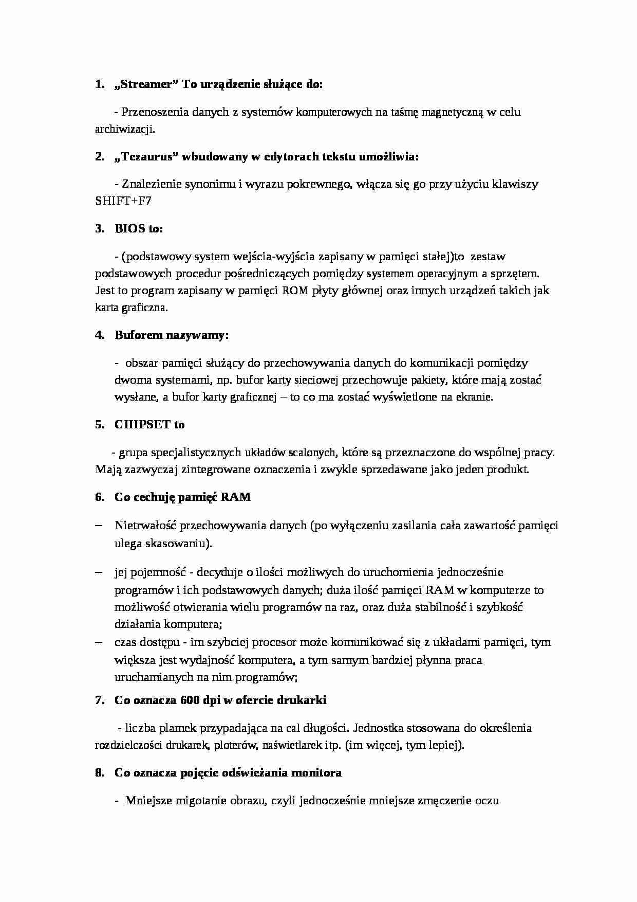 Pytania i odpowiedzi na egzamin - Streamer - strona 1