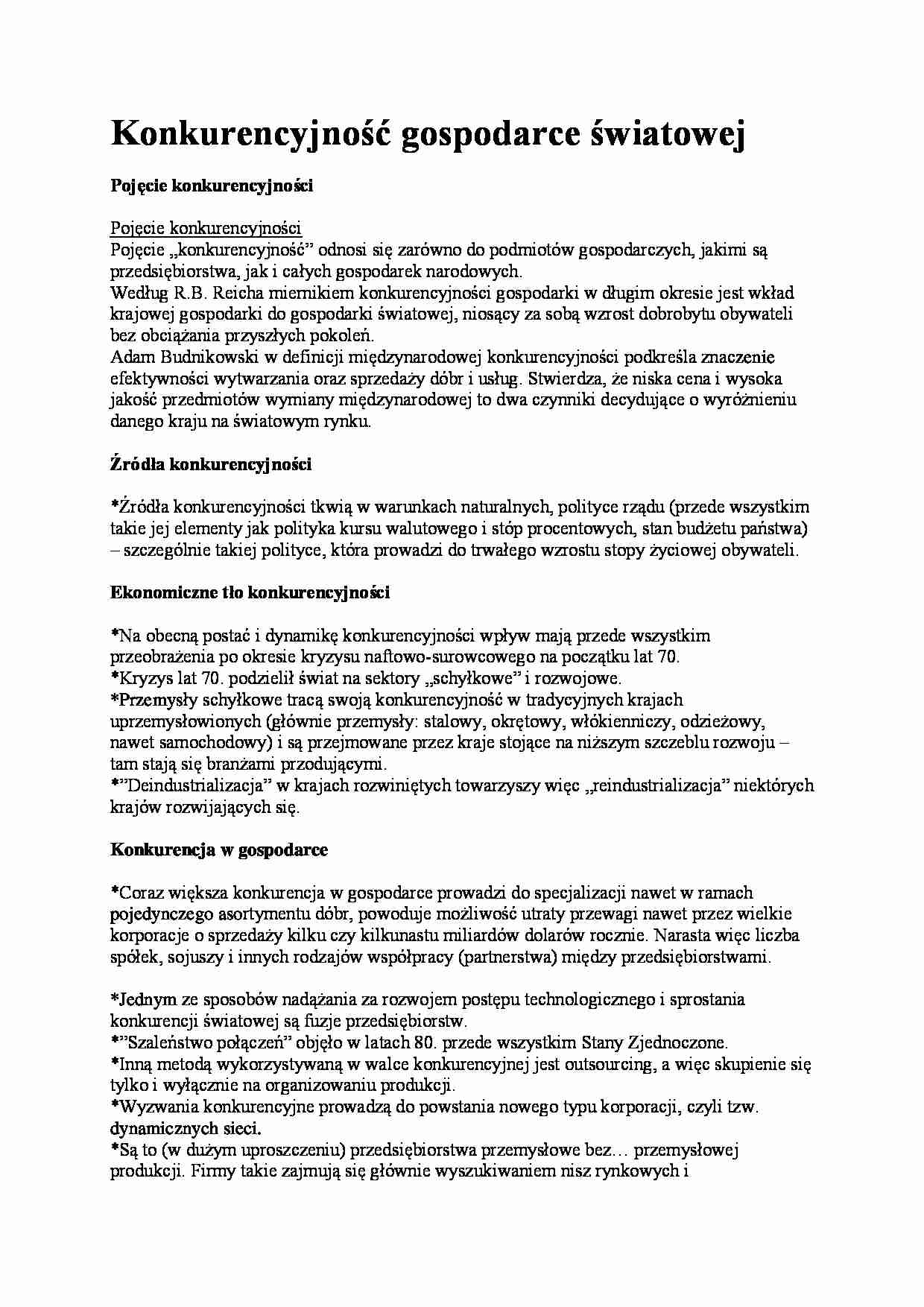Konkurencyjność w gospodarce światowej - strona 1