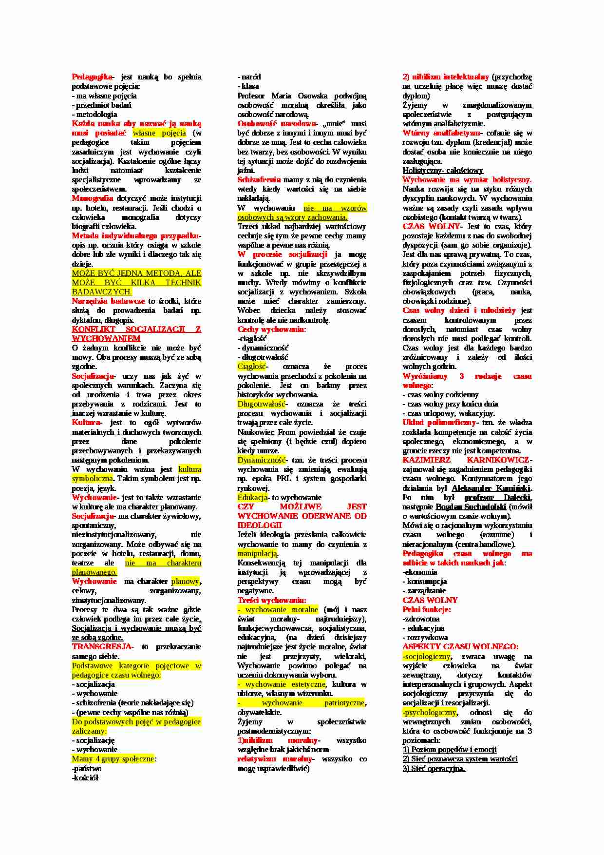 Pedagogika - pojęcia podstawowe - strona 1