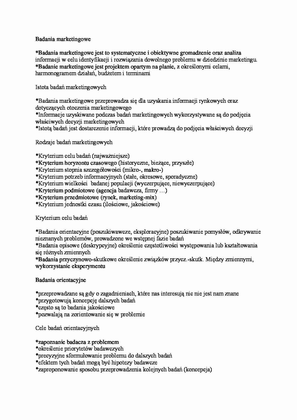 Badania marketingowe i ich cele - strona 1