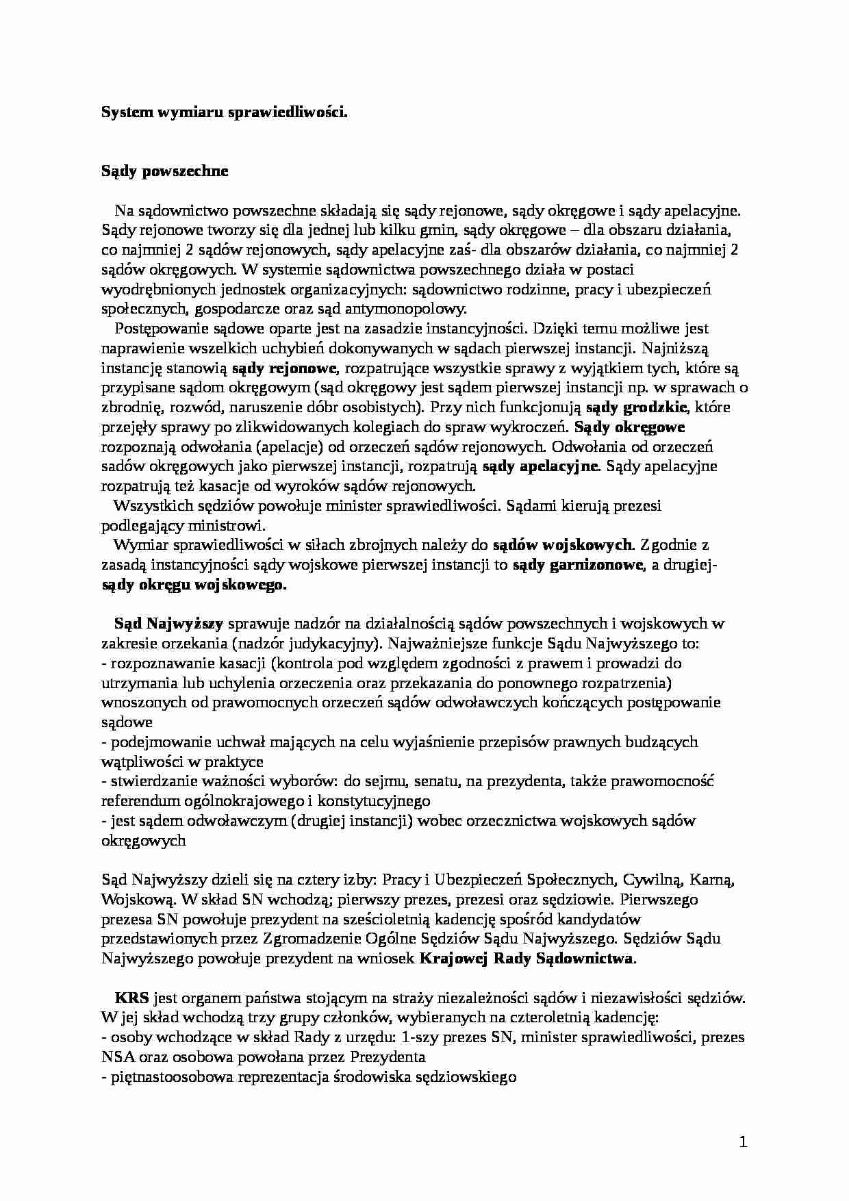 system wymiaru sprawiedliwosci - Prawo  - strona 1