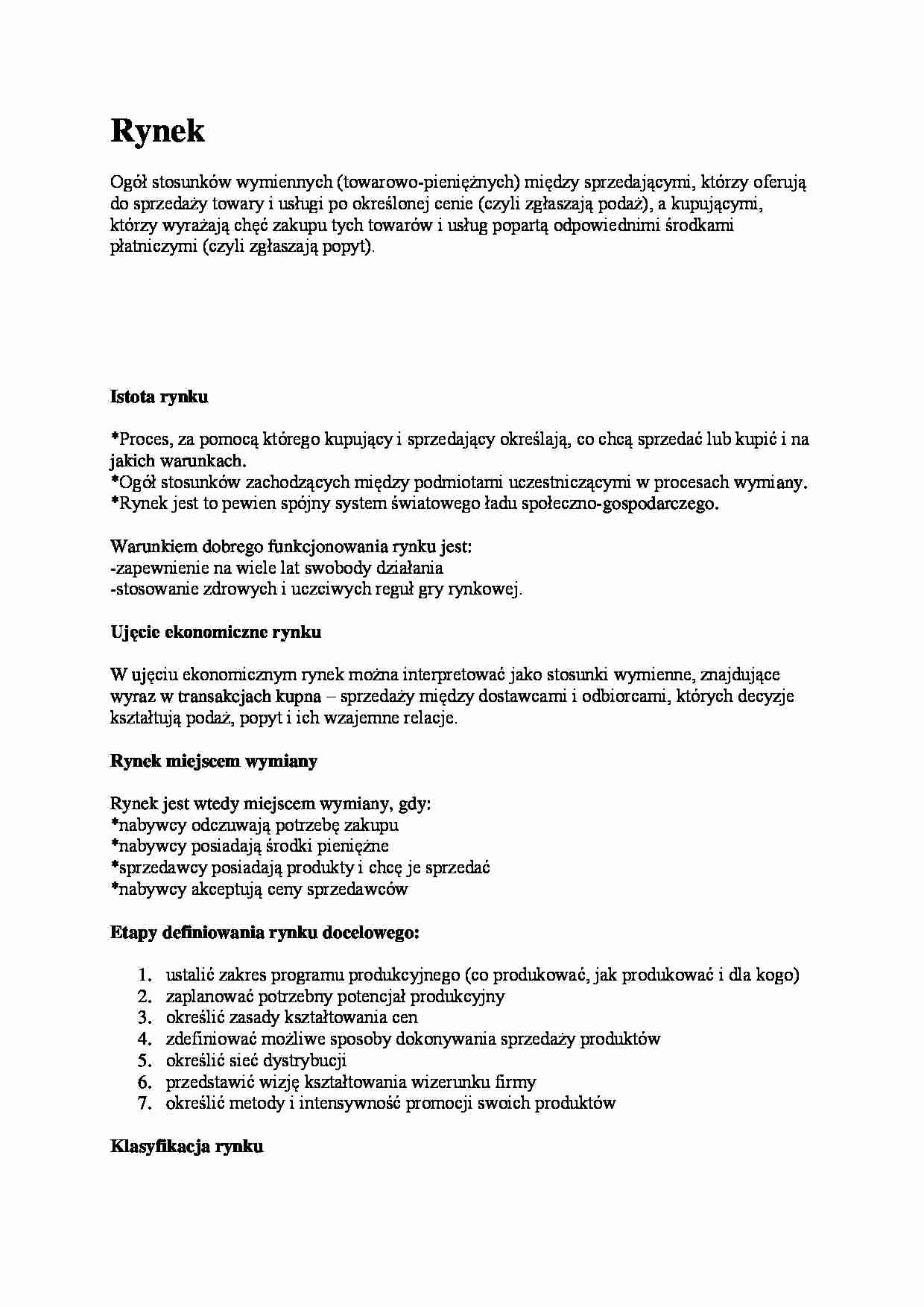 Rynek - istota rynku - strona 1