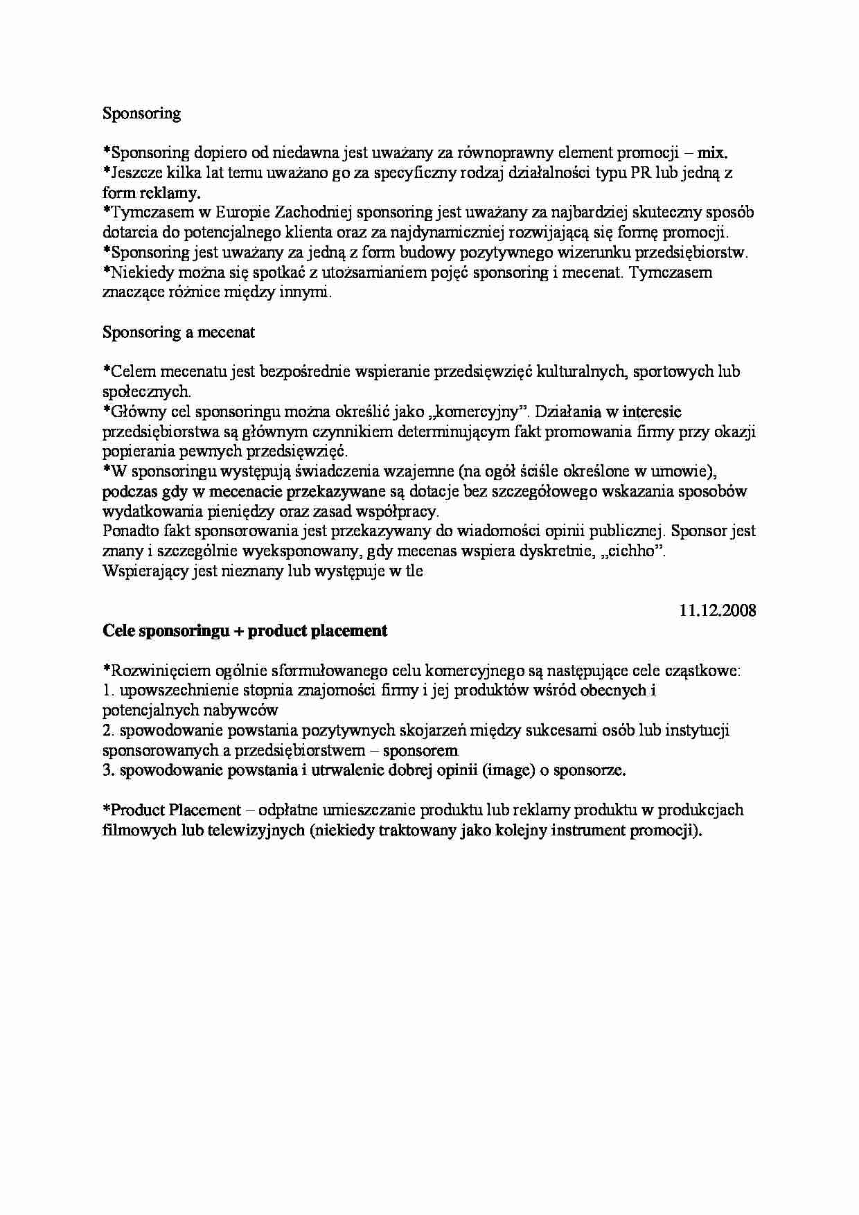 Sponsoring i jego cele - strona 1