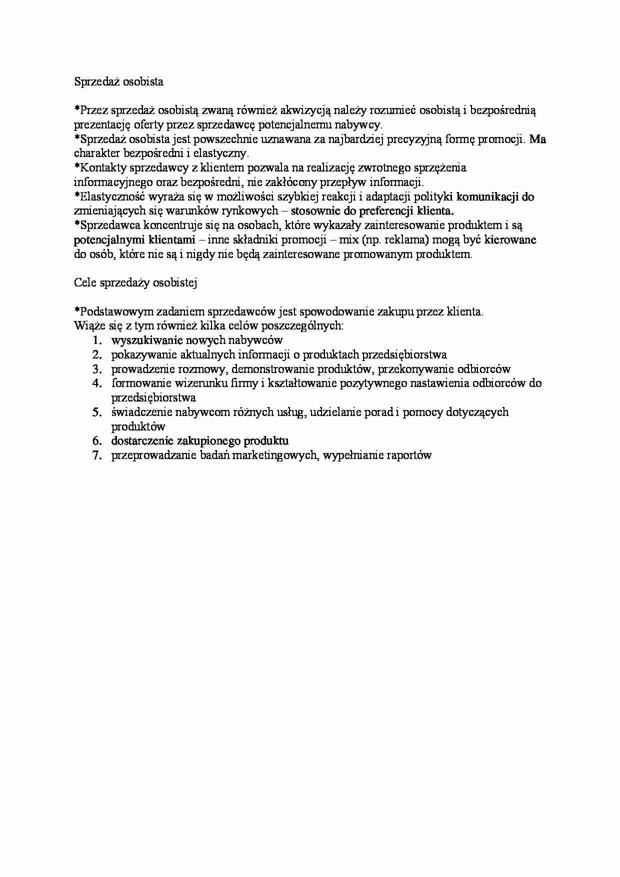Sprzedaż osobista - definicja - strona 1