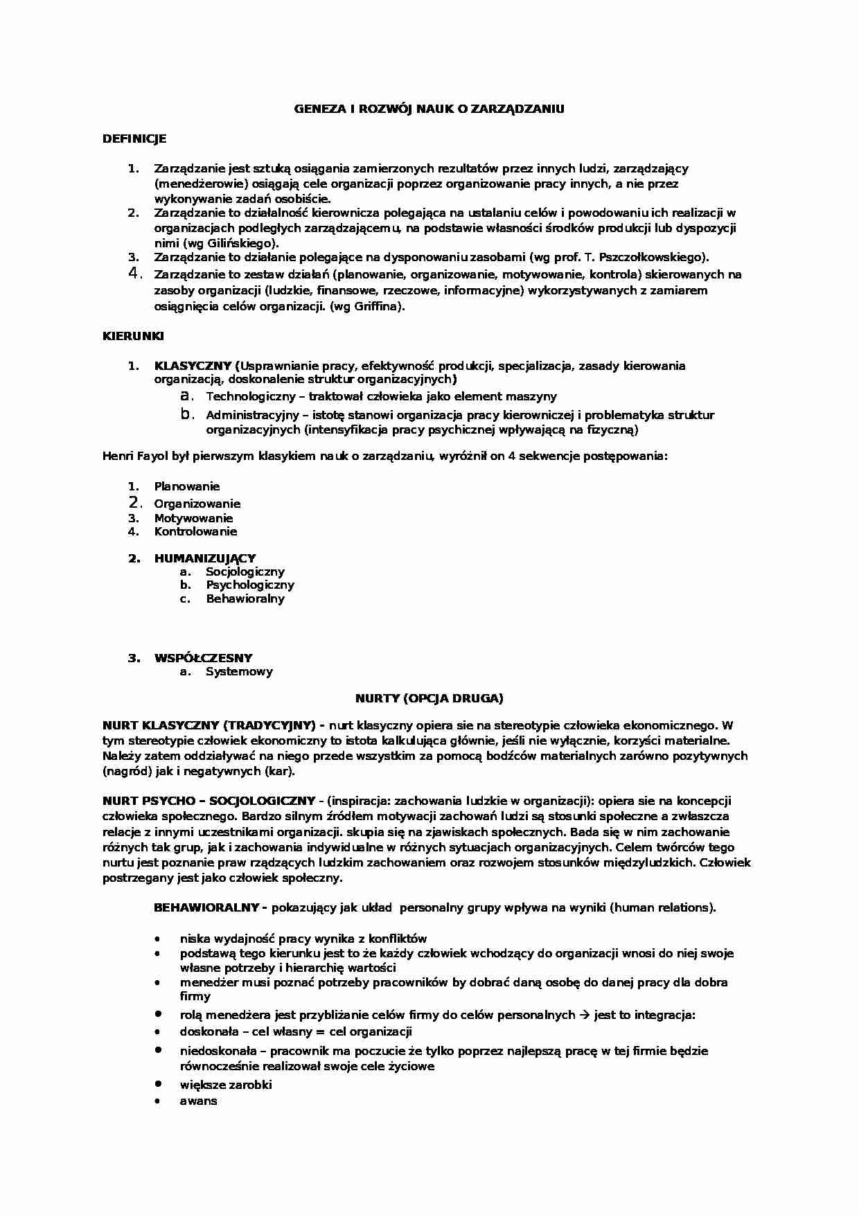 Geneza i rozwój nauki o zarządzaniu - strona 1