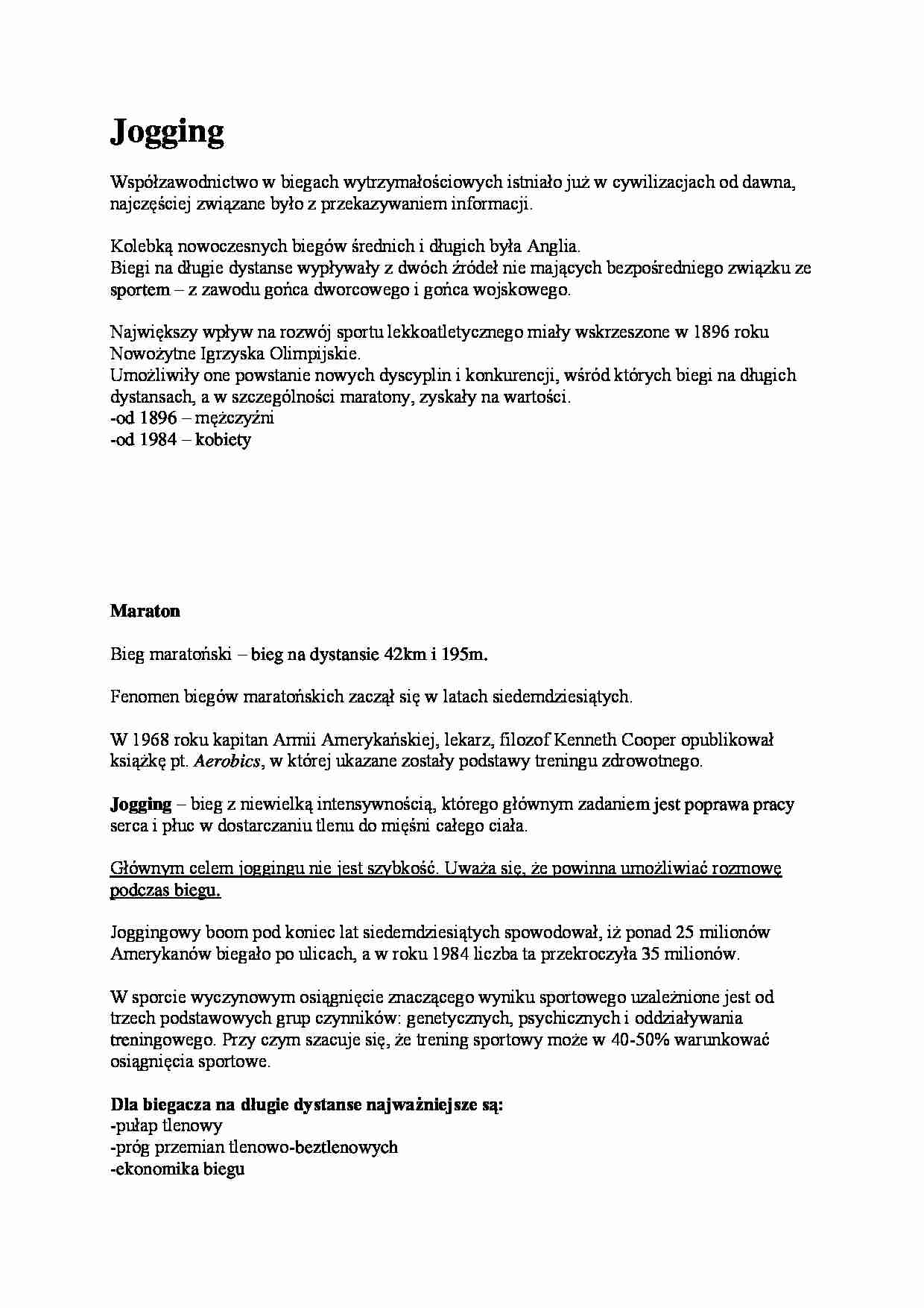 Jogging - opis sportu - strona 1