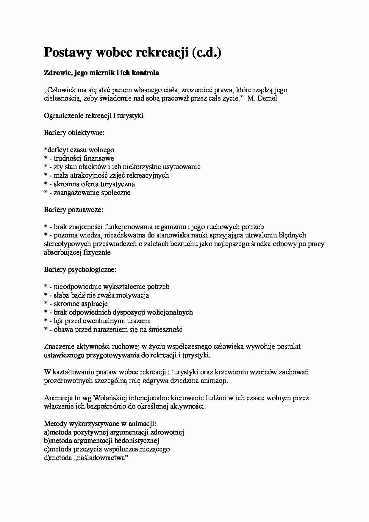 Postawy wobec rekreacji - strona 1