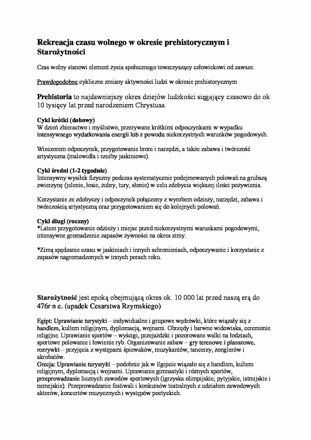 Rekreacja czasu wolnego w okresie prehistorycznym i Starożytności - strona 1