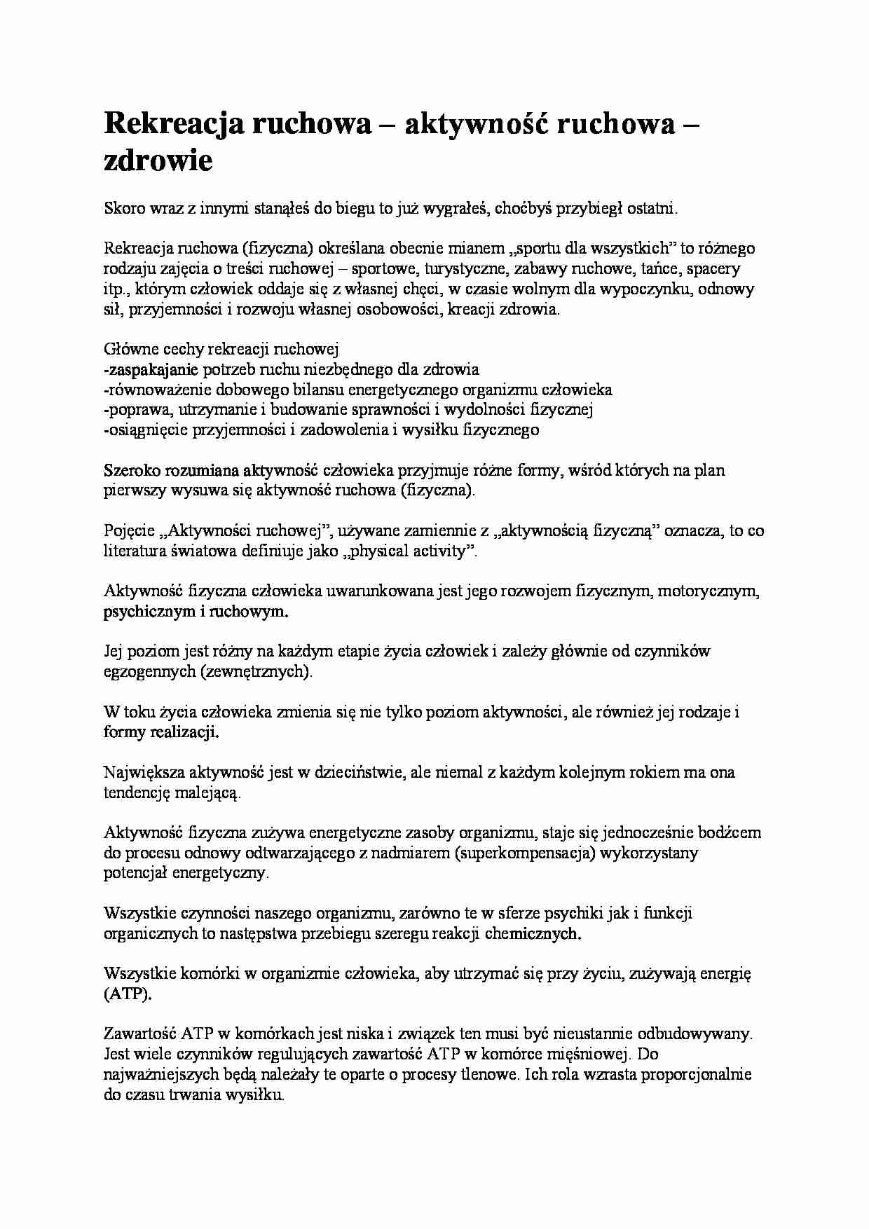 Rekreacja i aktywność ruchowa - strona 1