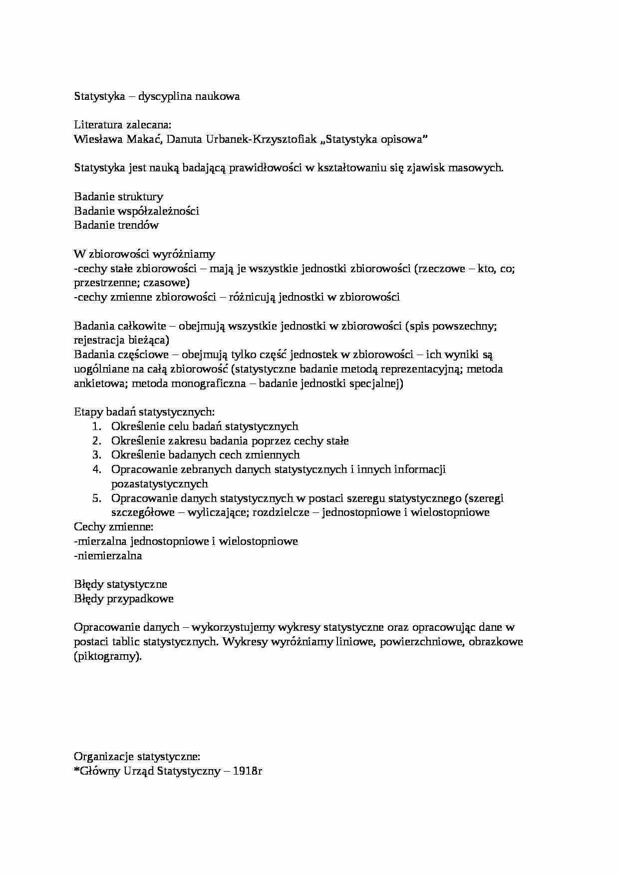 Wstęp - pojęcie statystyki - strona 1